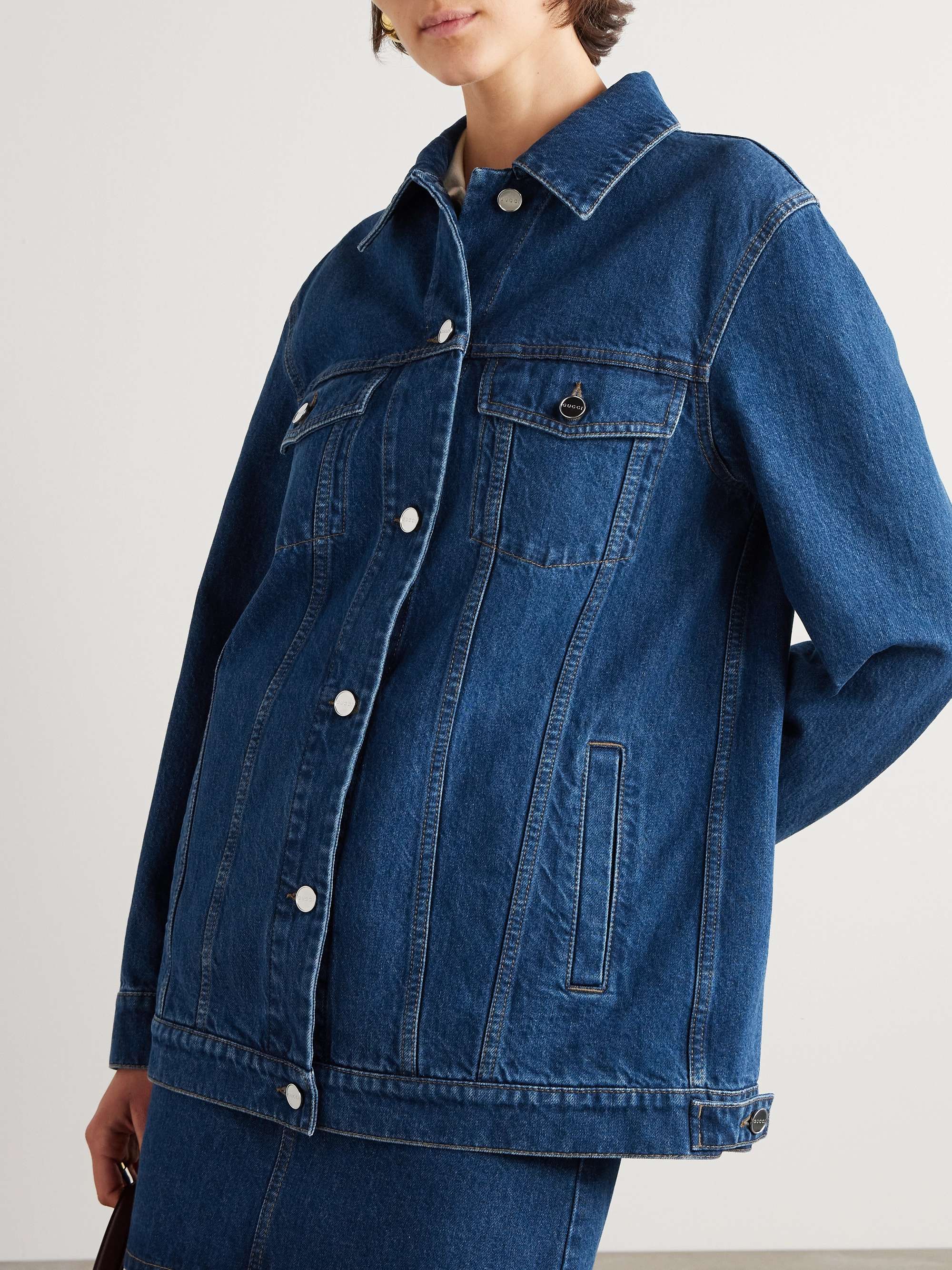 Oversized printed denim jacket view