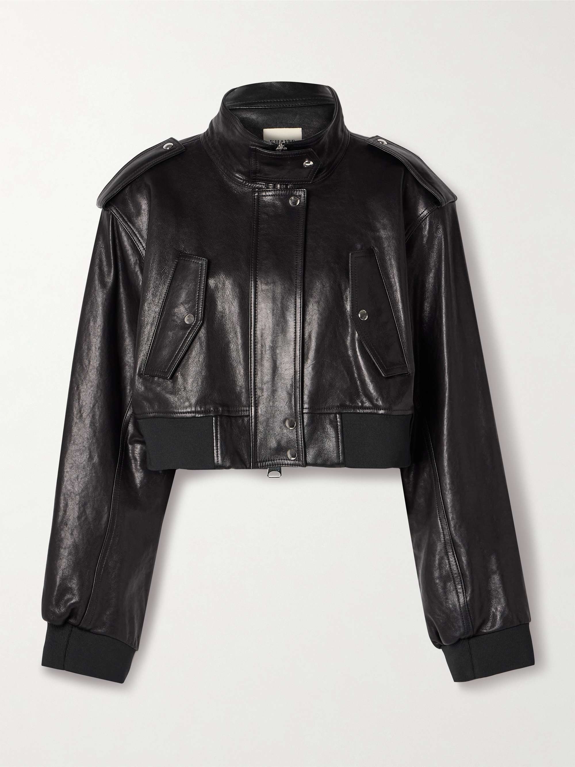 Kember cropped leather bomber jacket view