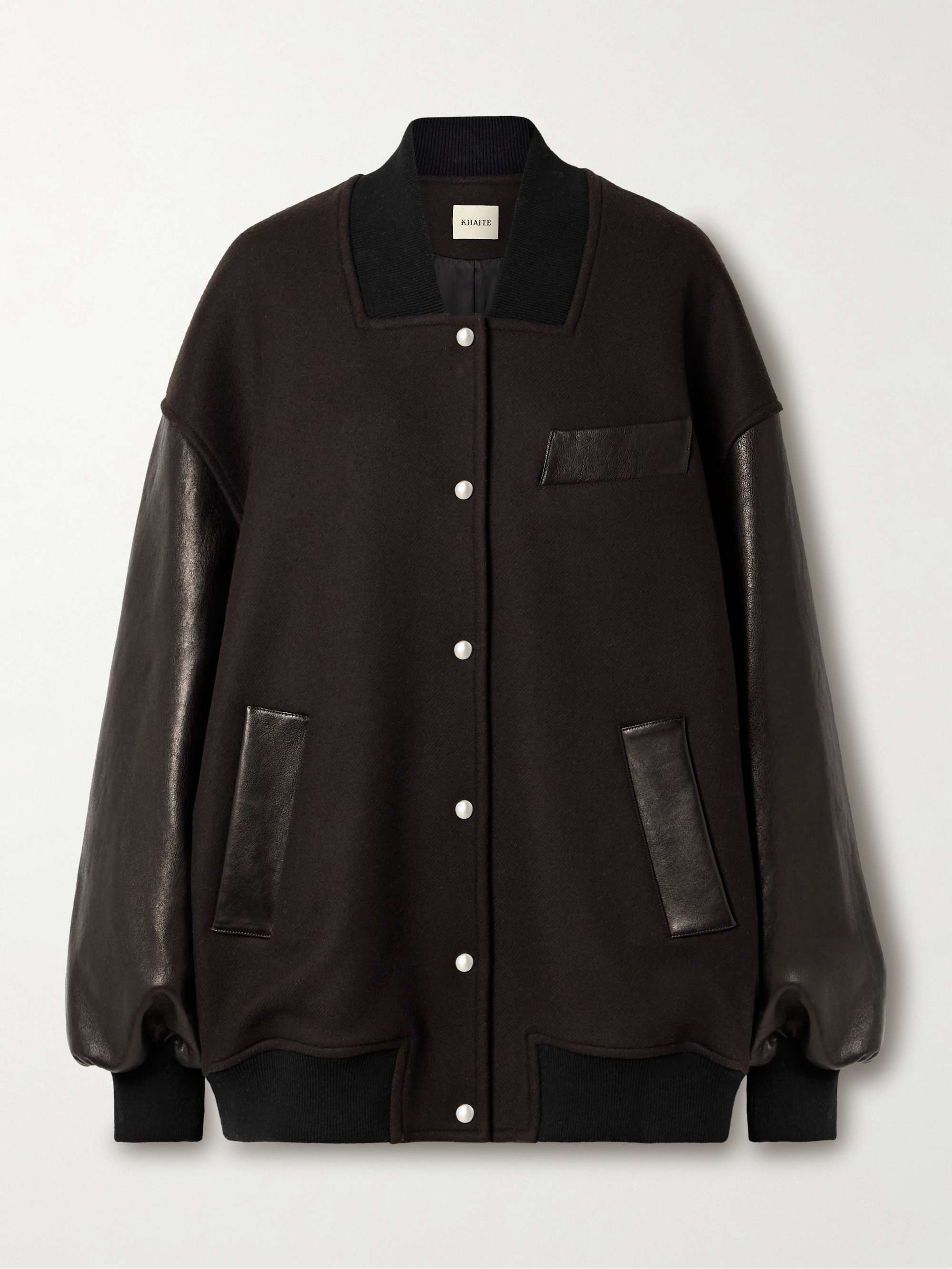 Spencer wool-blend felt and leather bomber jacket view