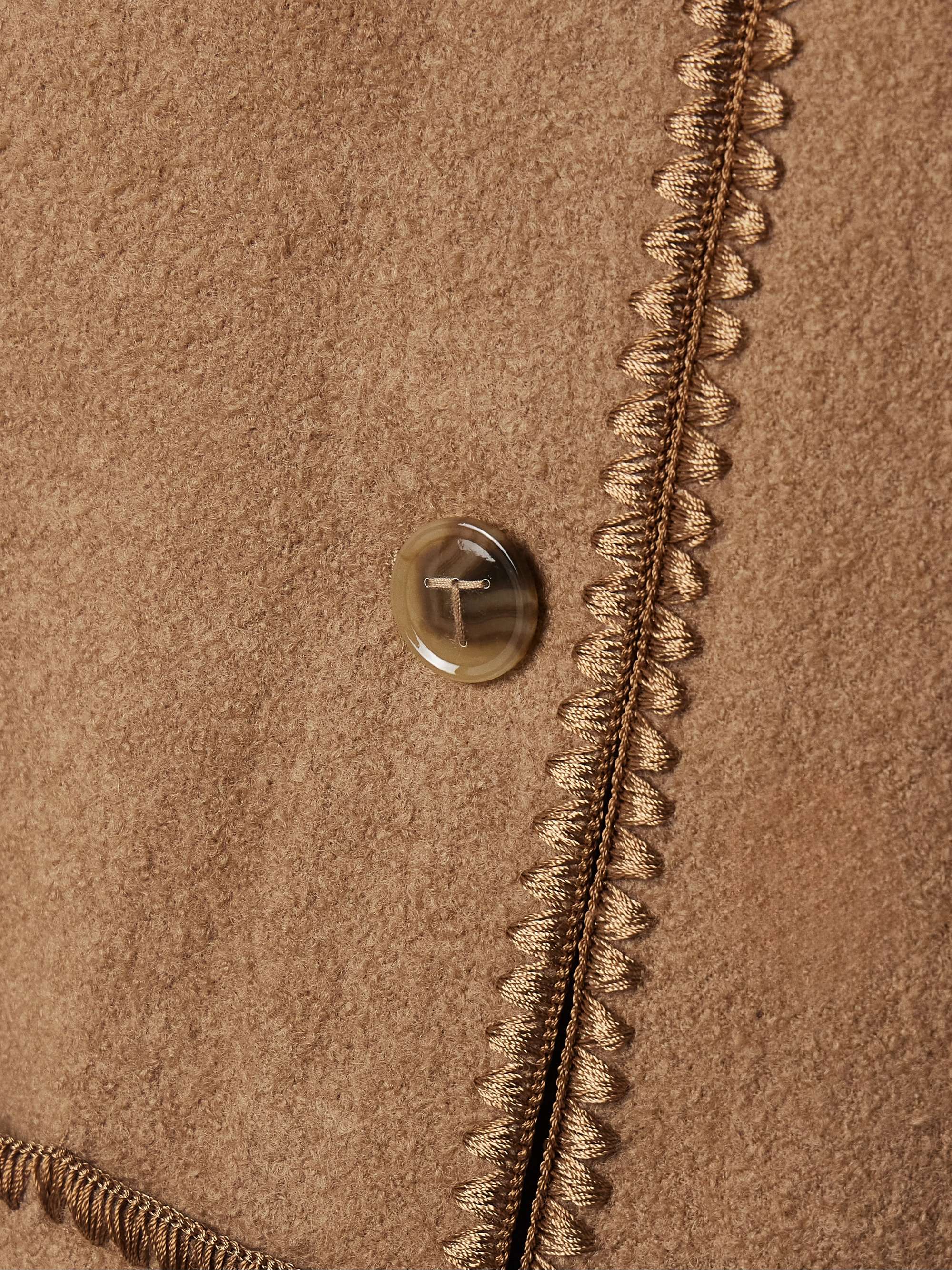 Draped fringed wool-blend bouclé coat view