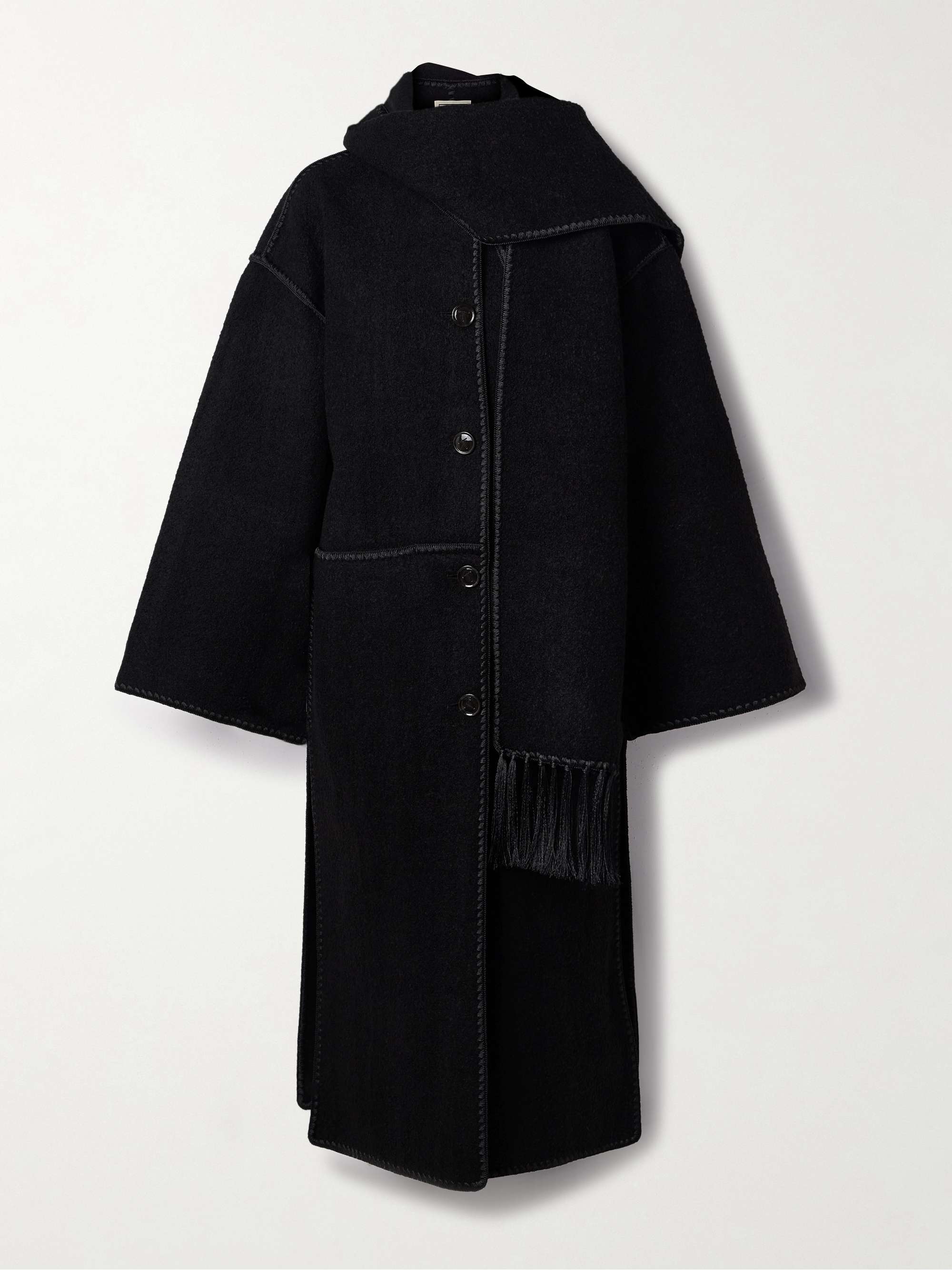 Draped fringed wool-blend bouclé jacket view