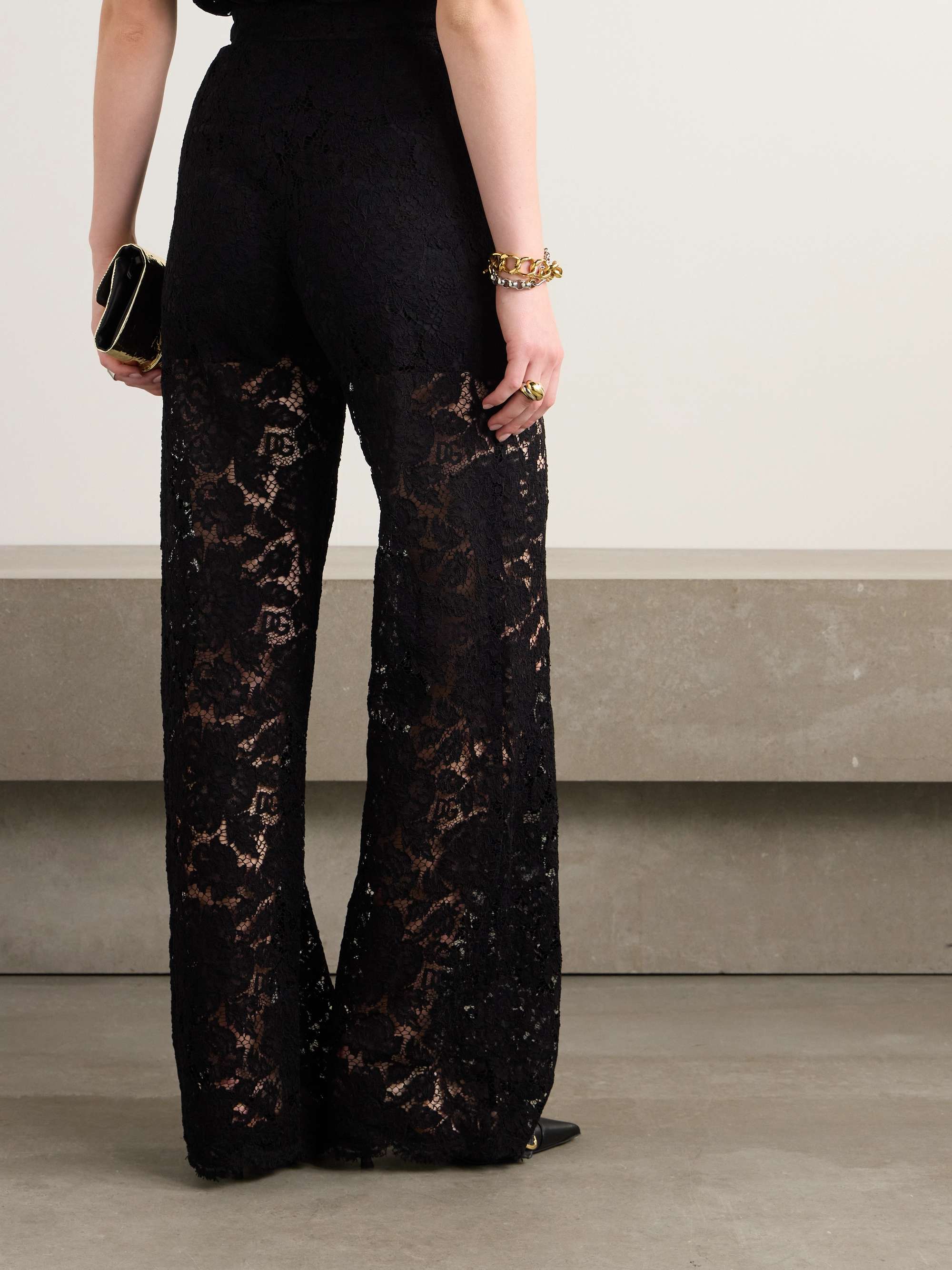 Corded lace wide-leg pants view