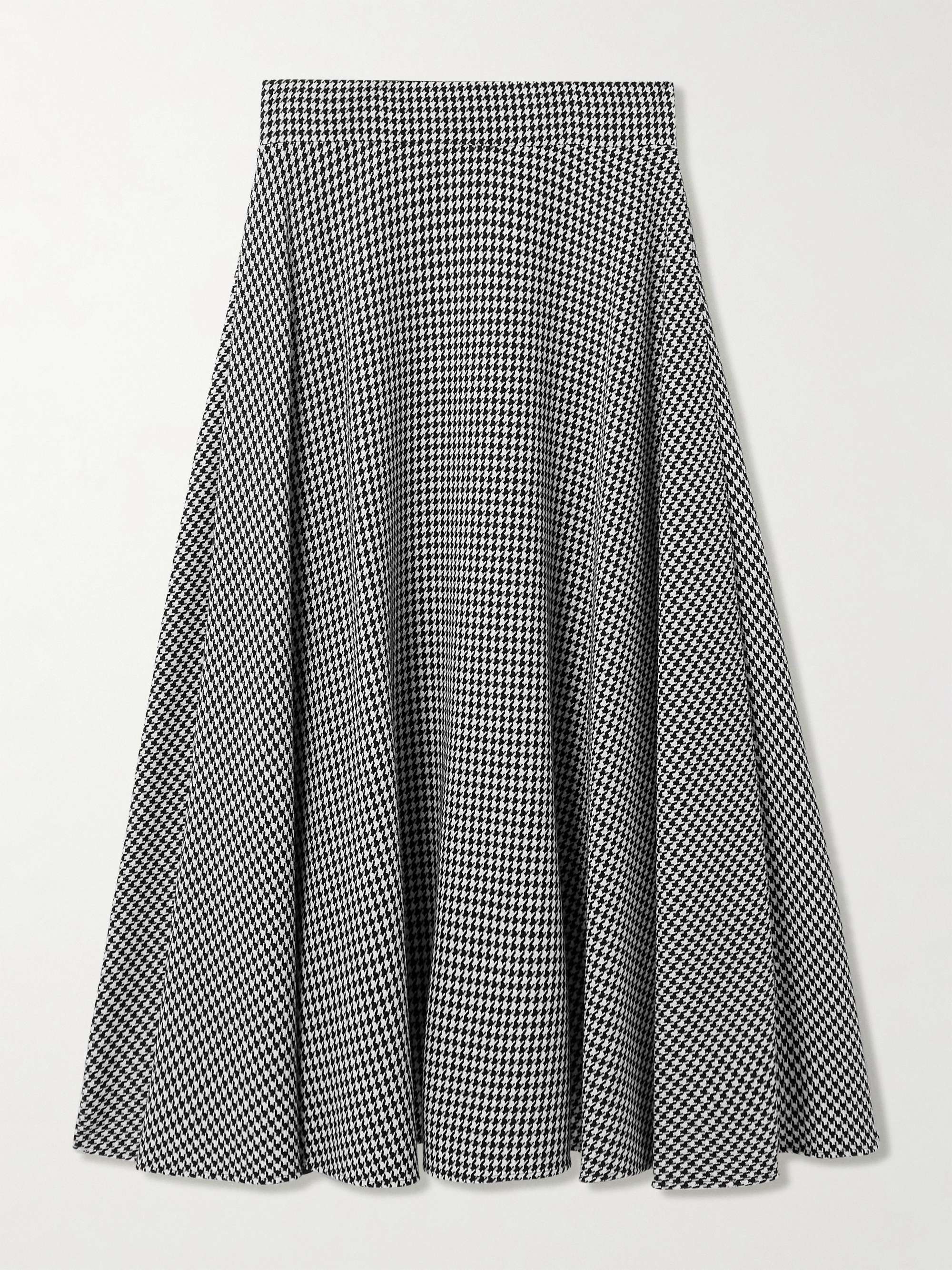 Pleated houndstooth wool-blend midi skirt view
