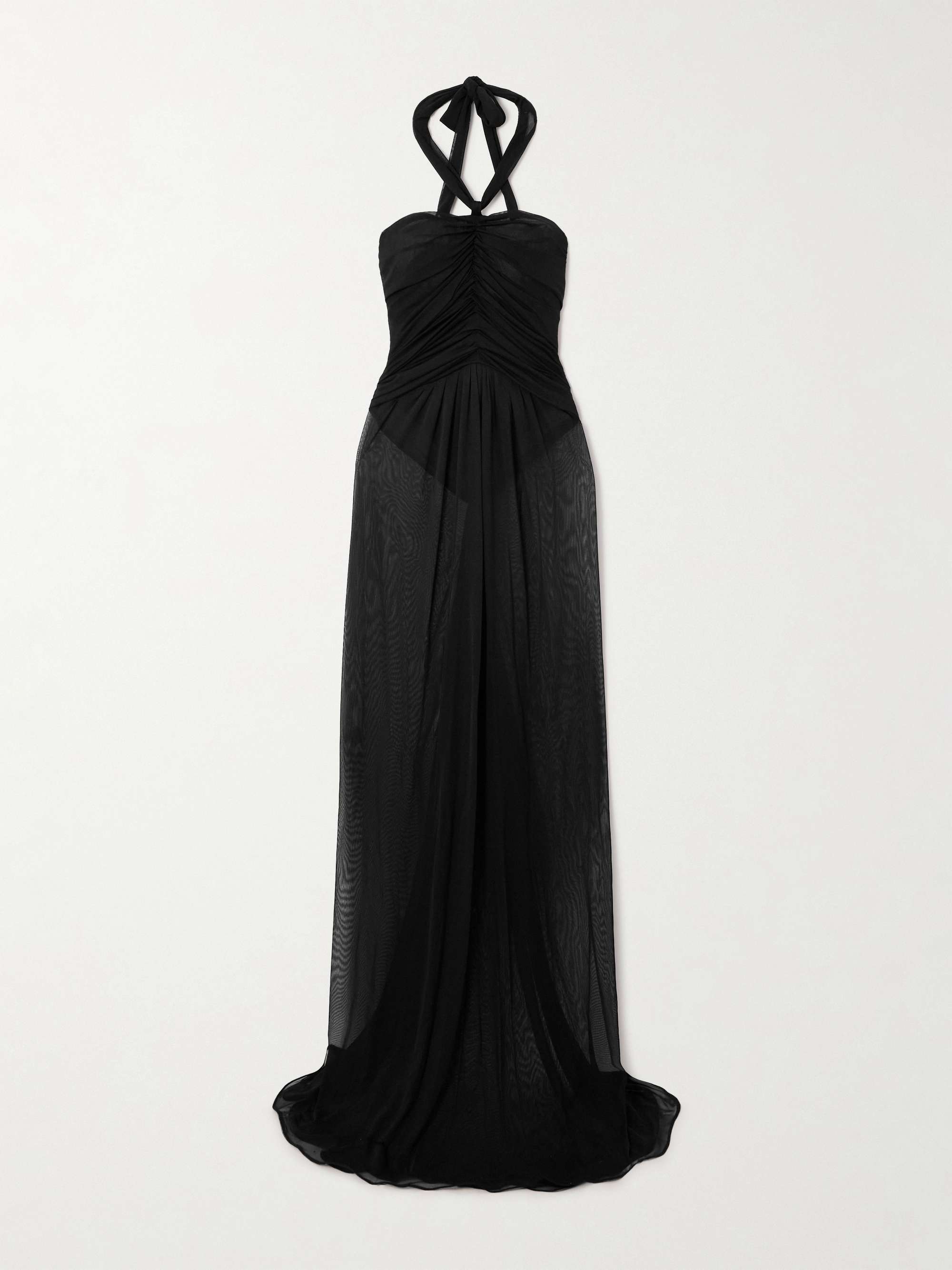 Draped gathered organza halterneck gown view