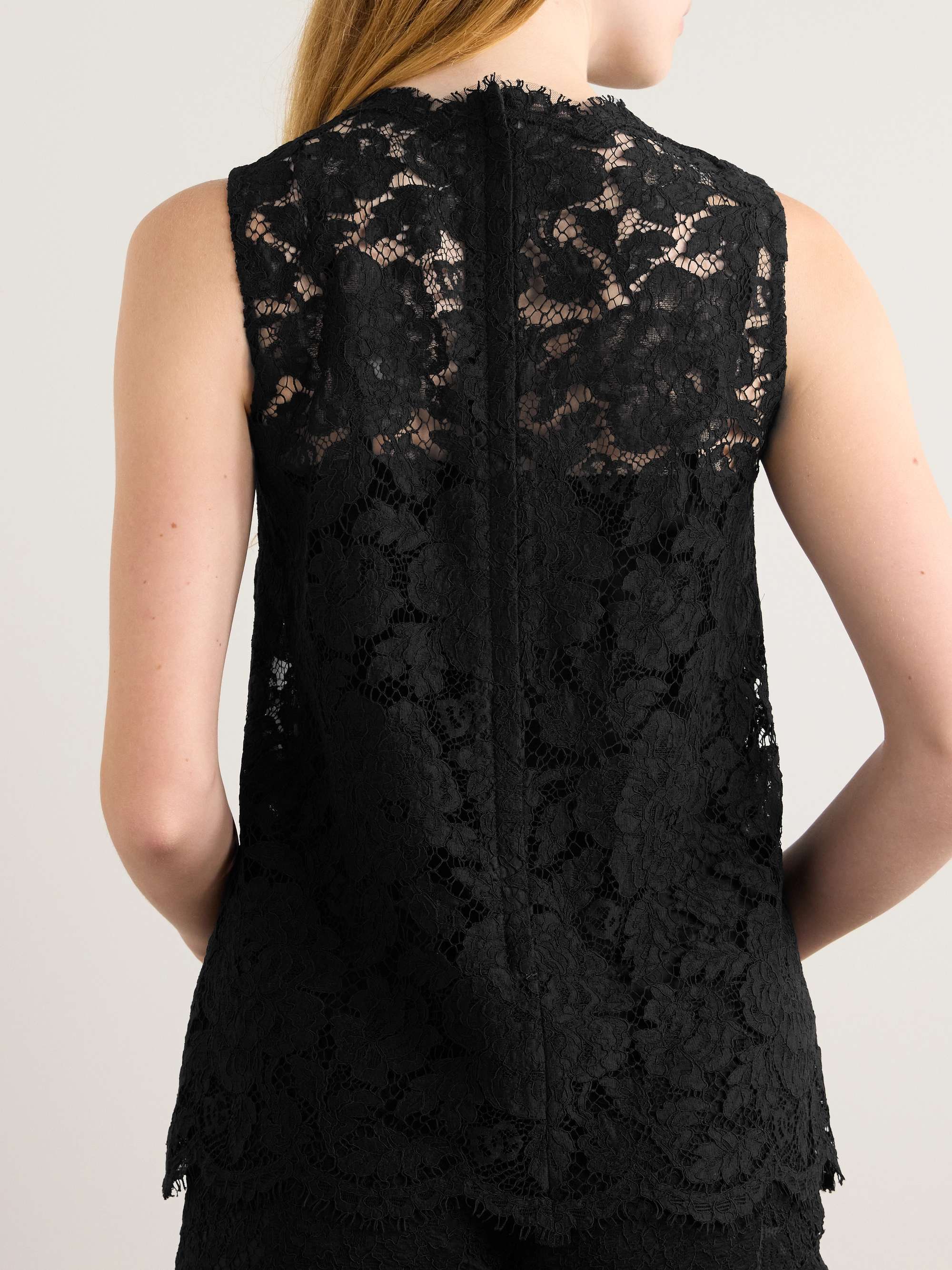 Silk-blend corded lace top view