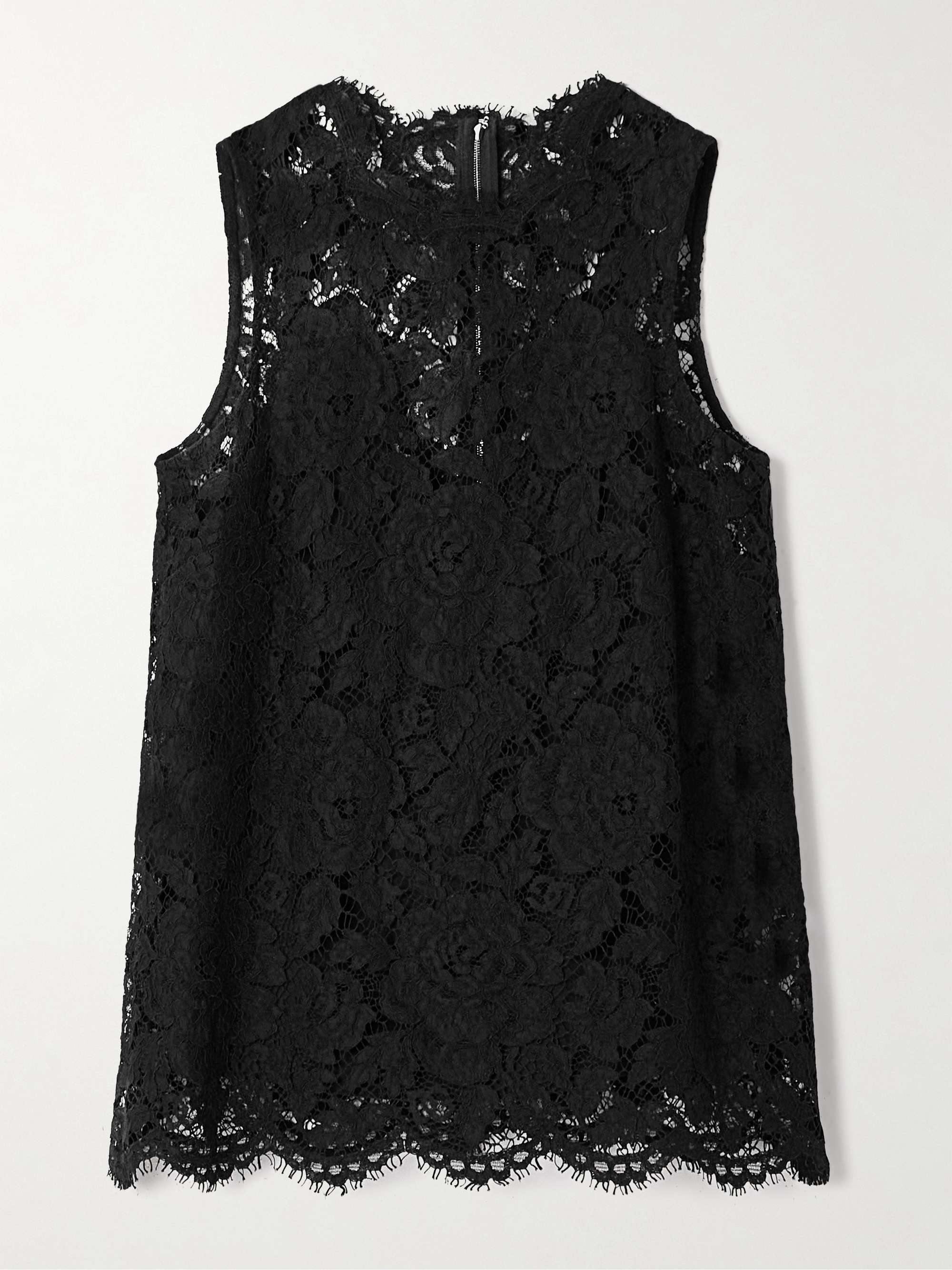 Silk-blend corded lace top view