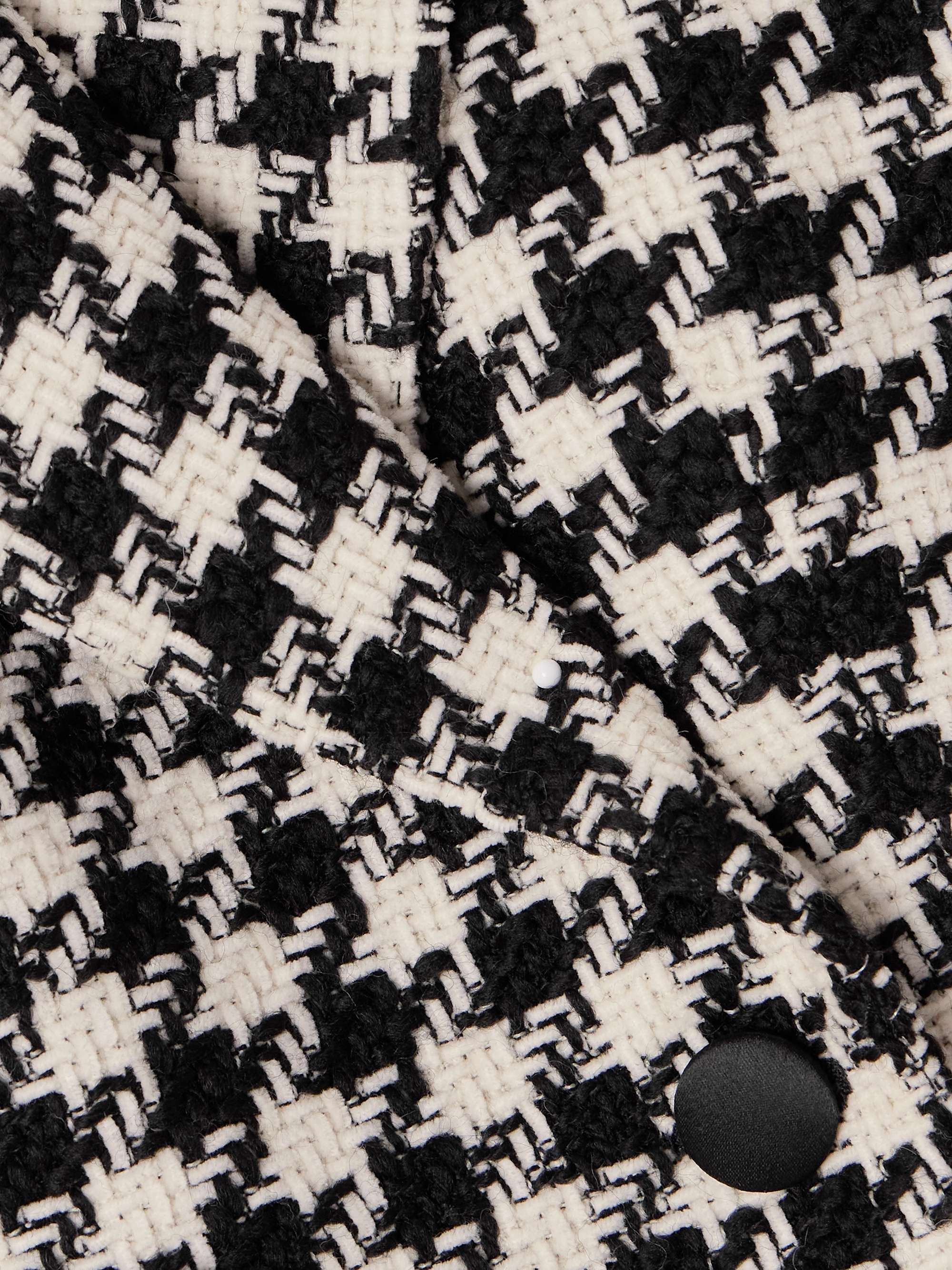 Double-breasted houndstooth wool and cotton-blend tweed blazer view