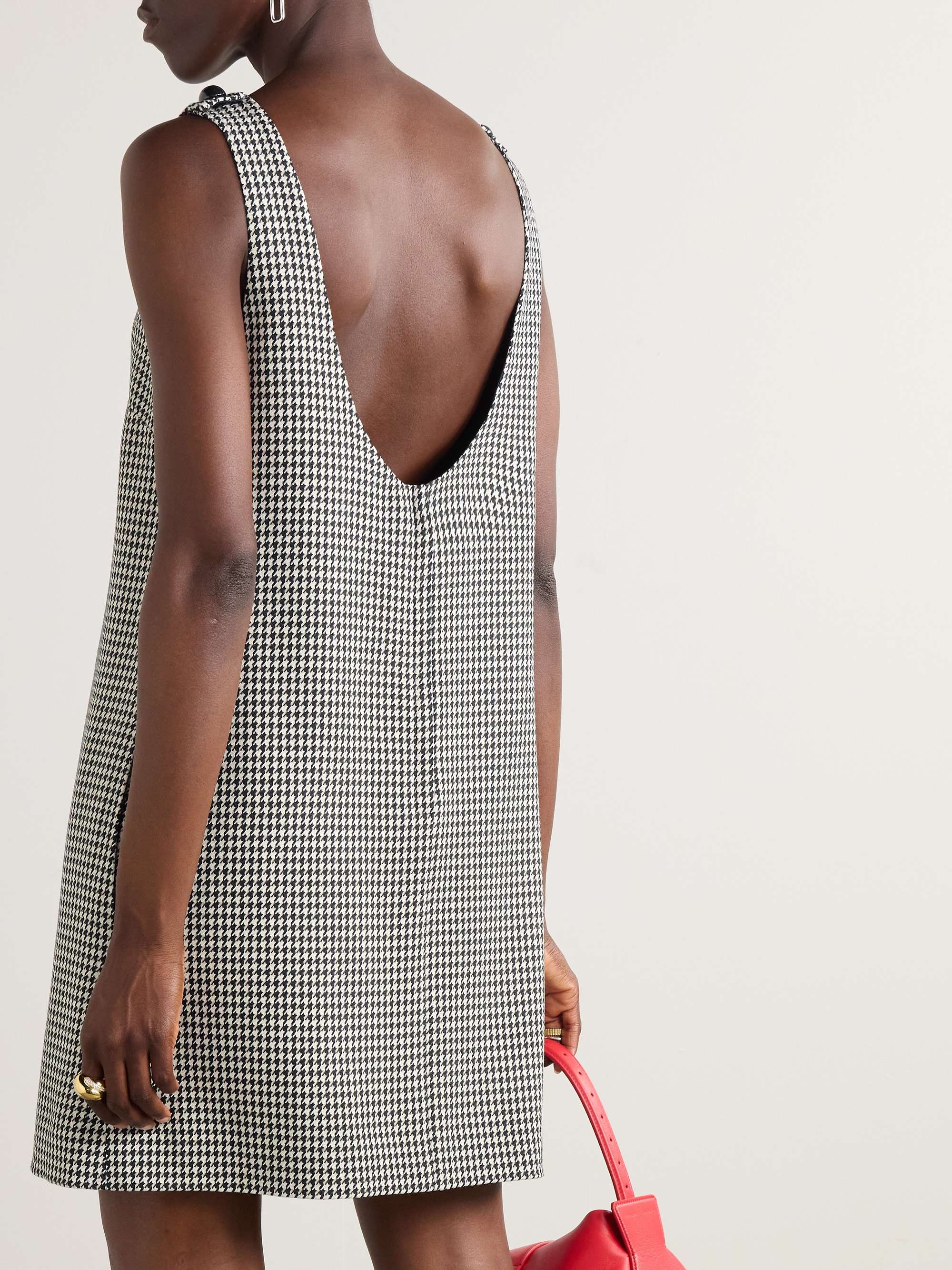Open-back houndstooth wool-blend mini dress view