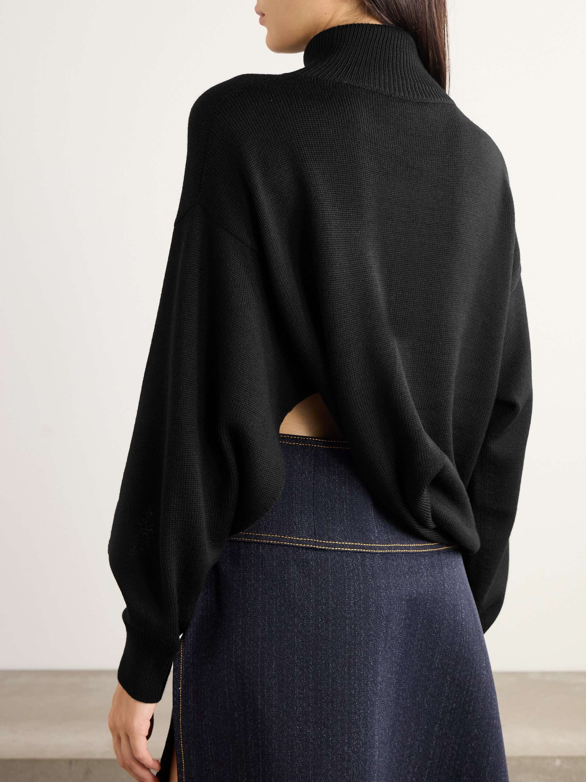 Asymmetric wool turtleneck sweater view