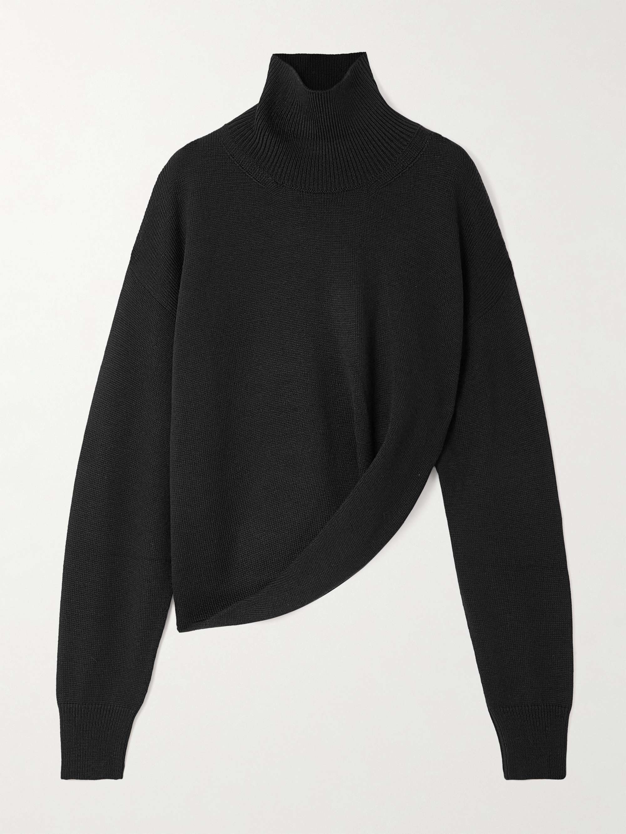 Asymmetric wool turtleneck sweater view