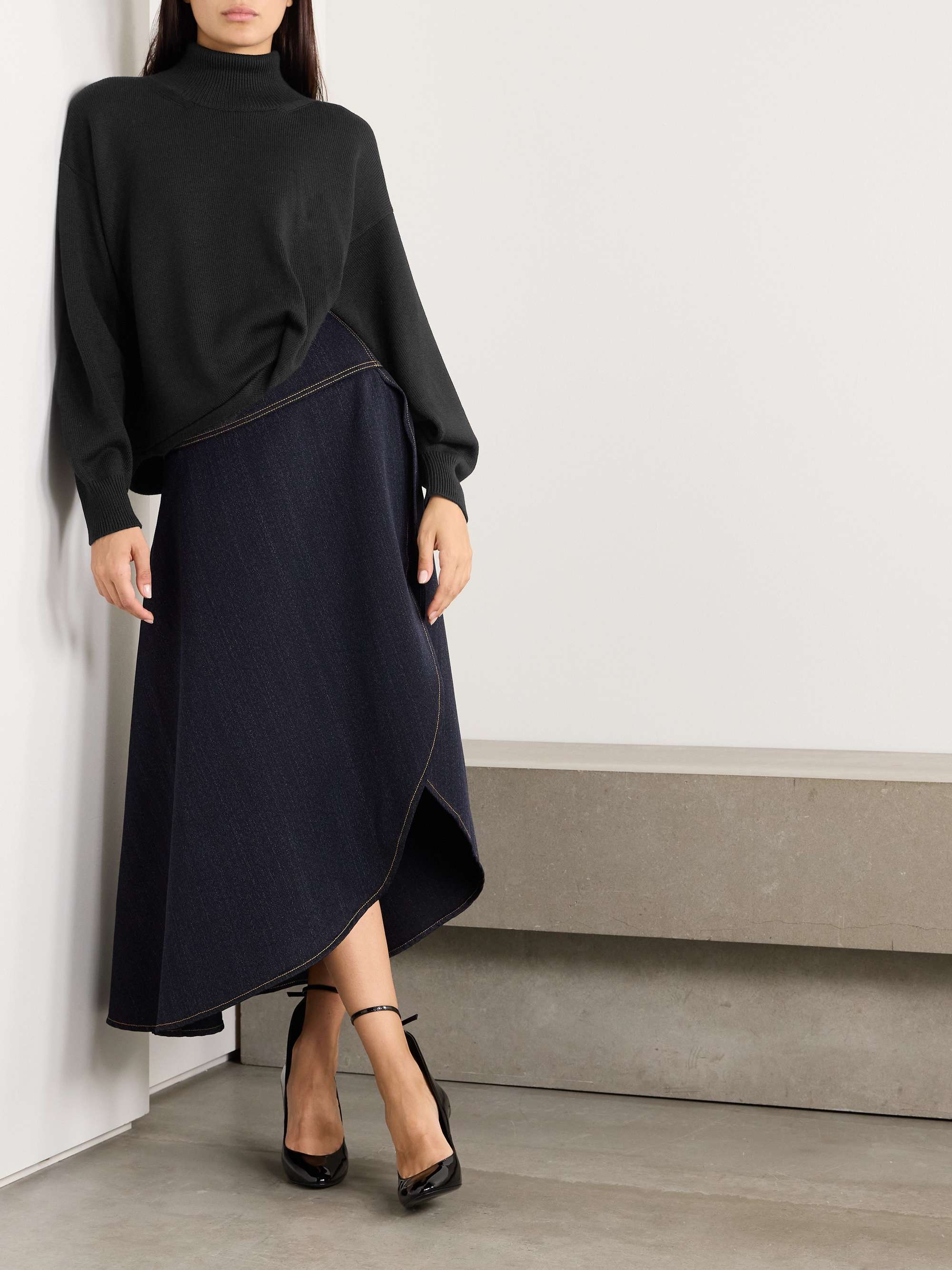 Asymmetric wool turtleneck sweater view