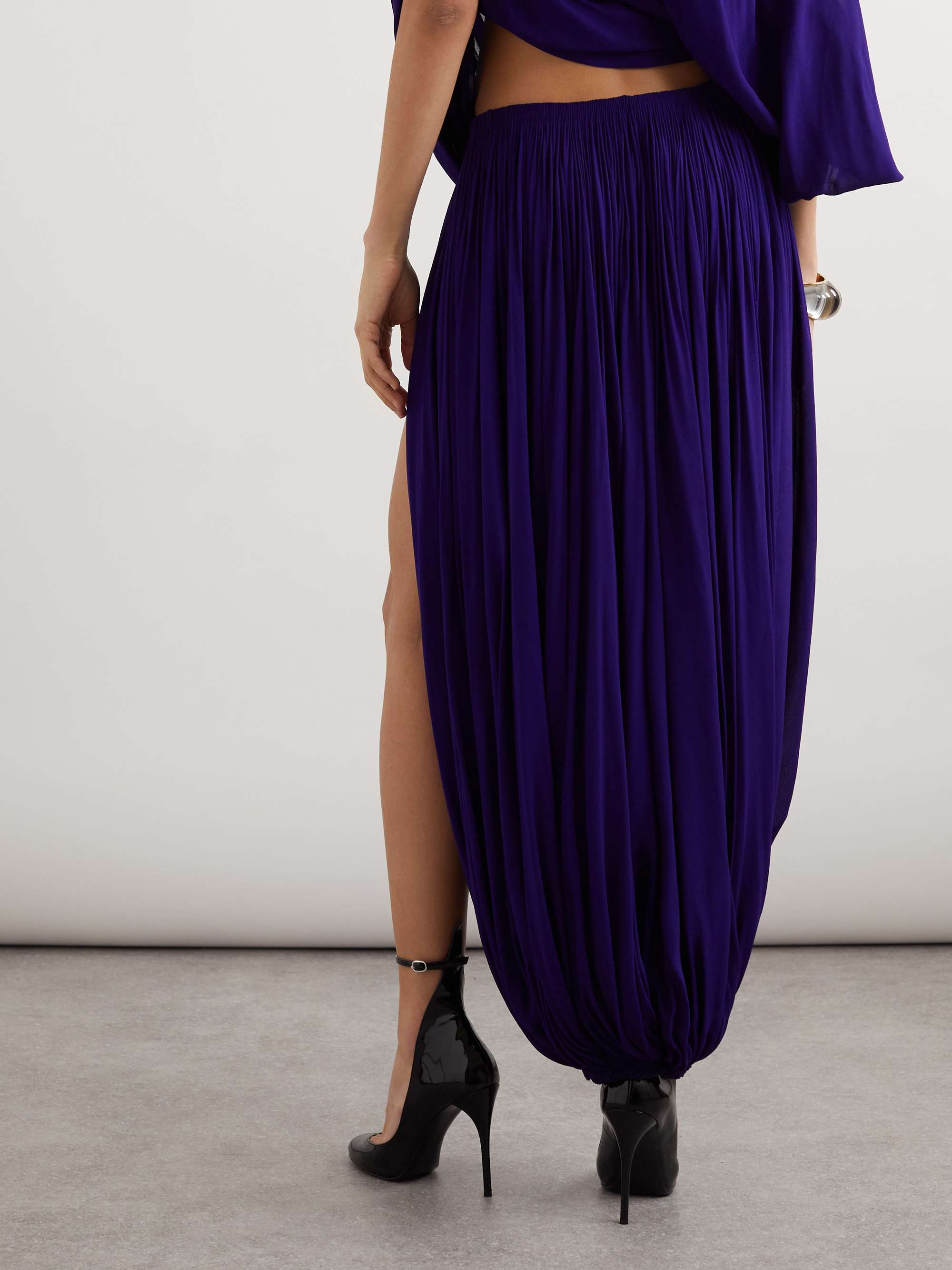Asymmetric georgette wide-leg pants view