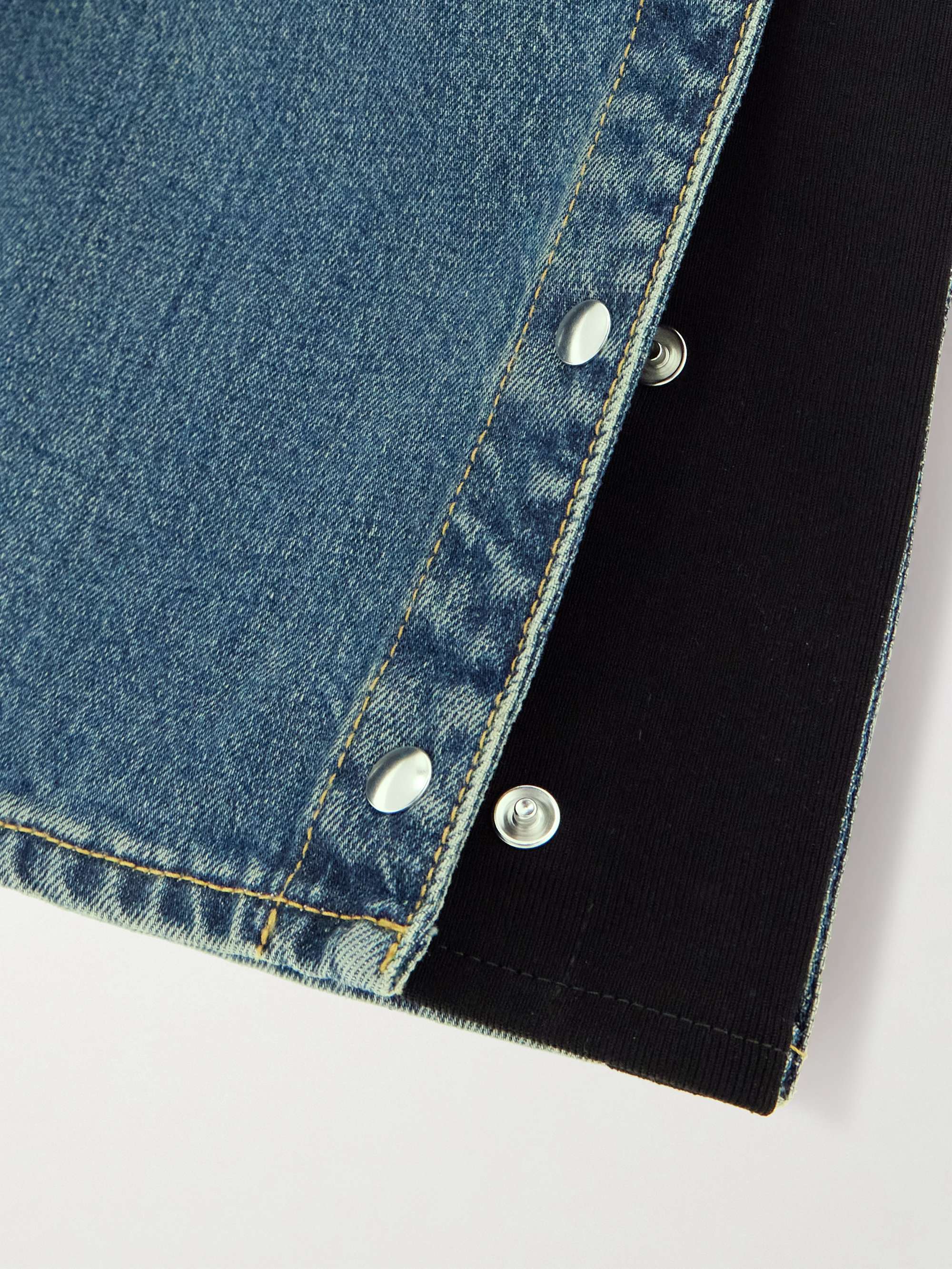 Studded jersey-trimmed high-rise wide-leg jeans view
