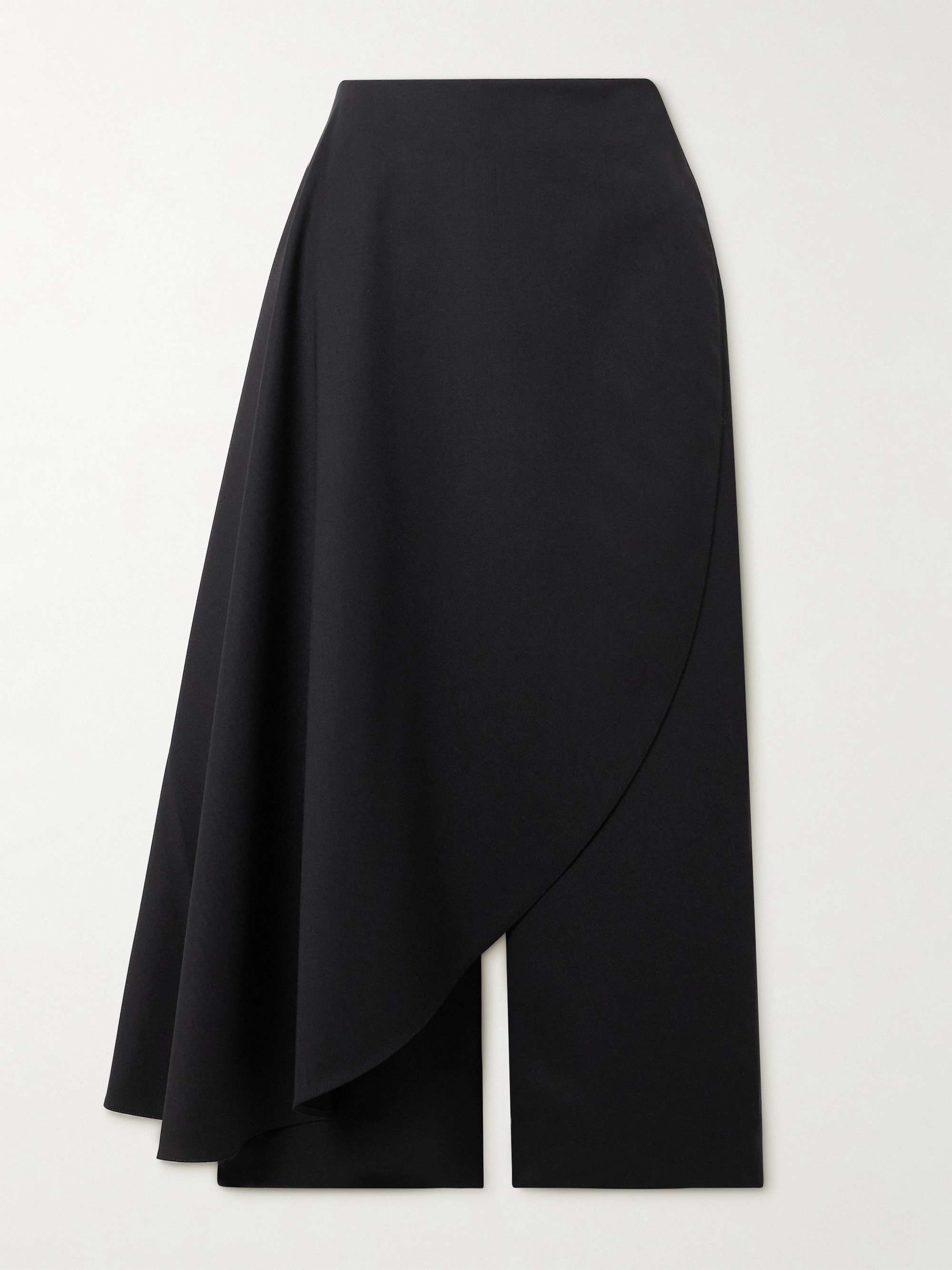 Cropped layered grain de poudre wool-blend straight-leg pants view