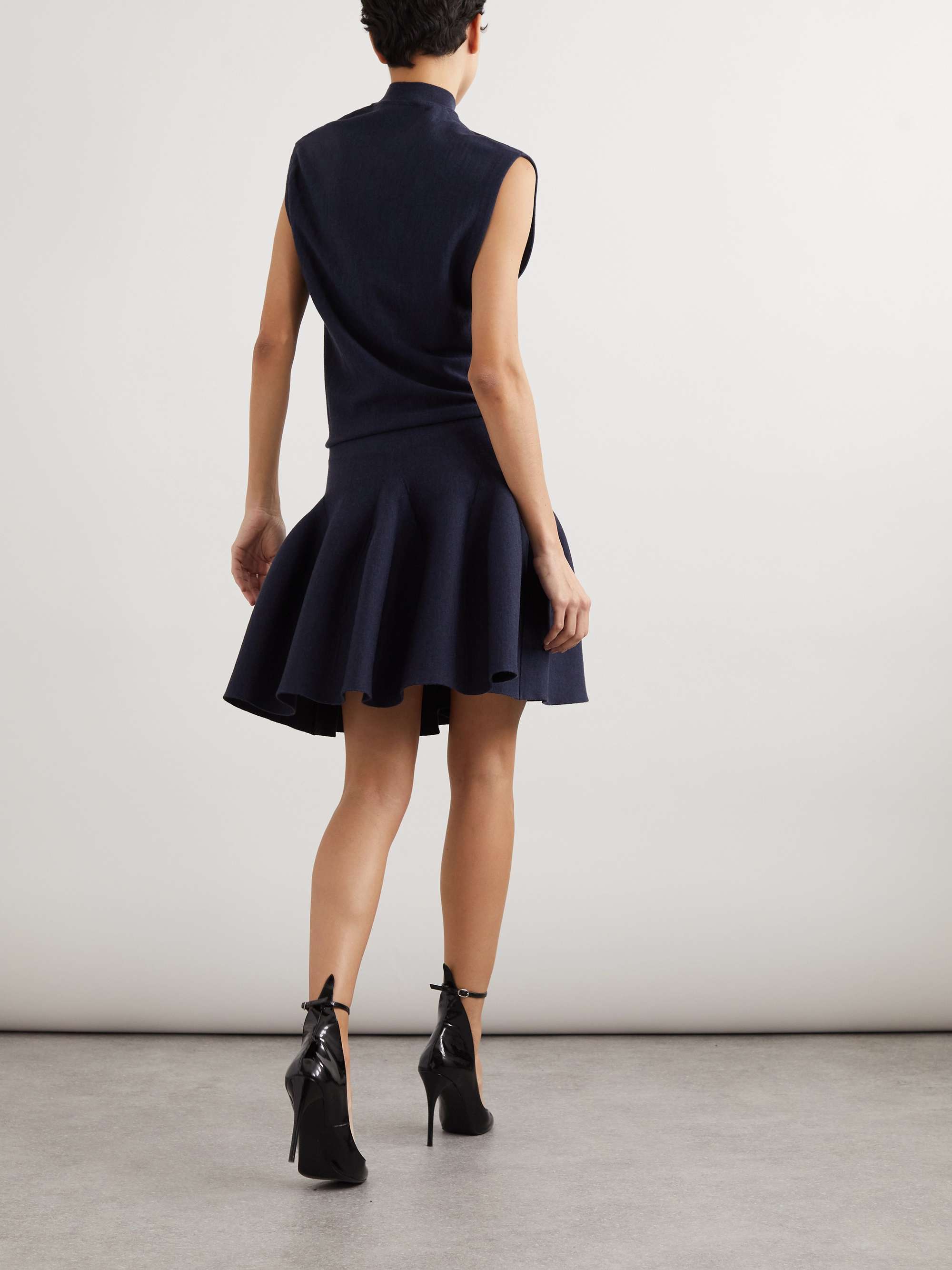 Pleated wool-blend mini dress view
