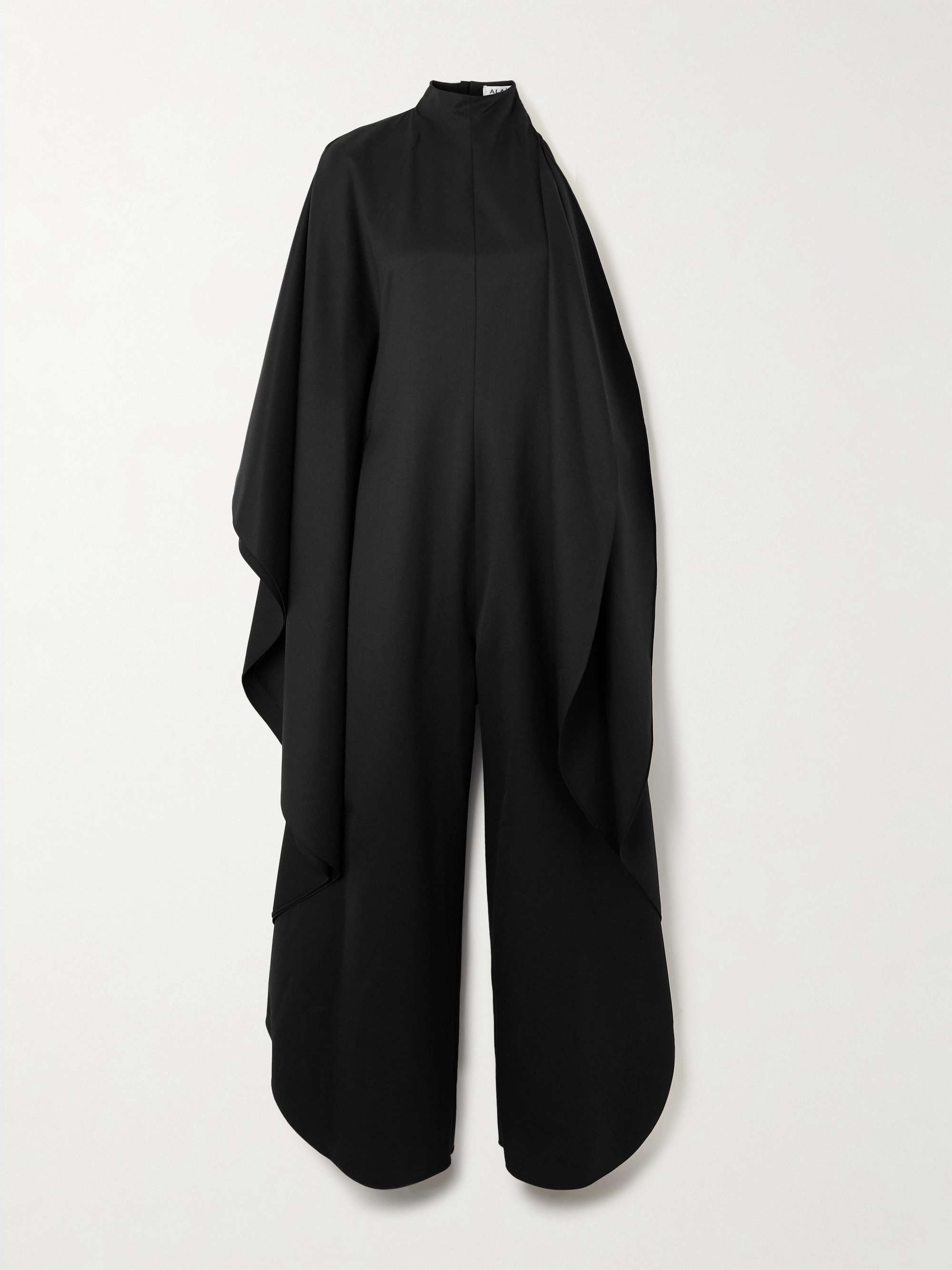 Open-back asymmetric grain de poudre wool-blend jumpsuit view