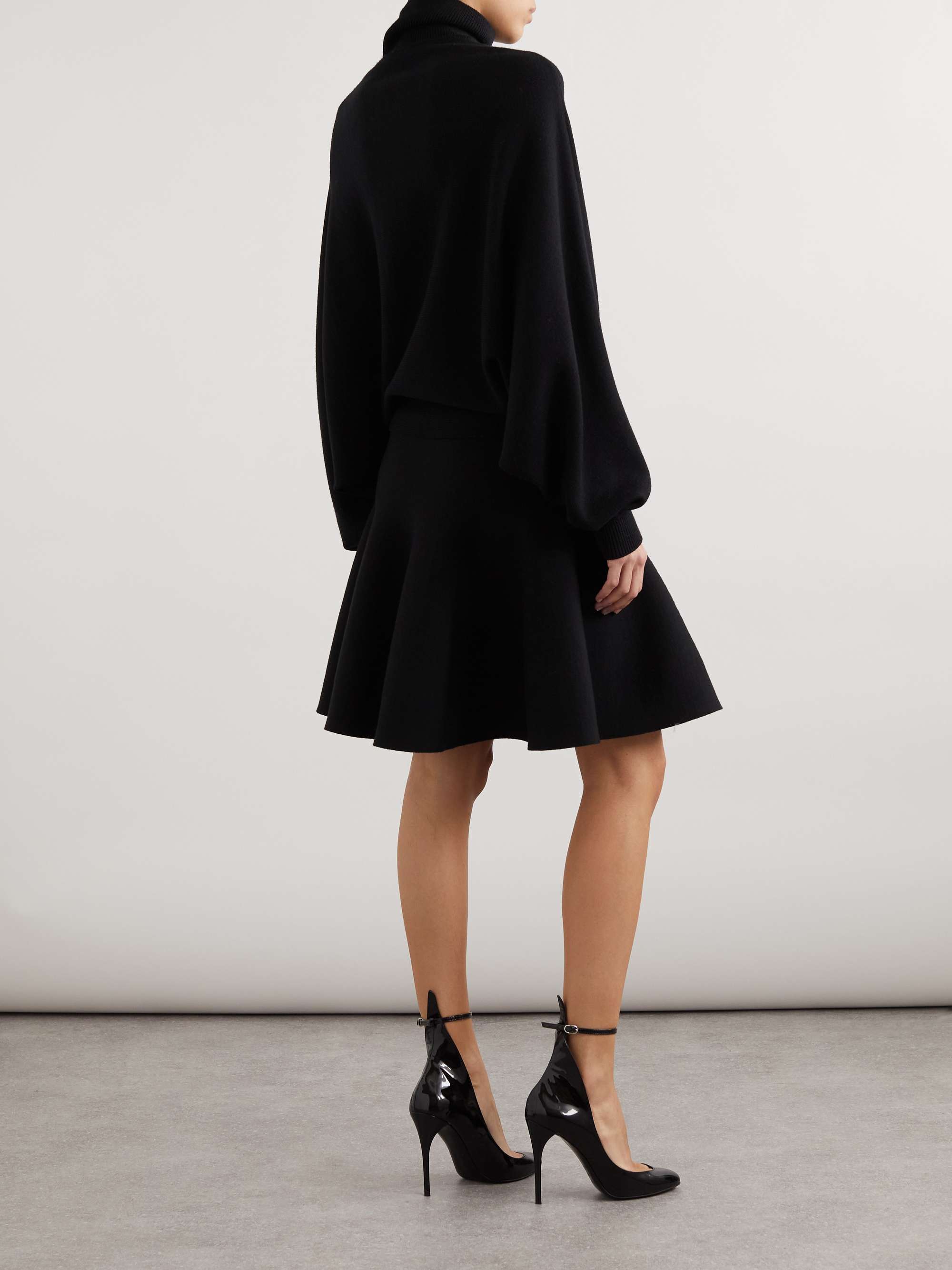 Pleated virgin wool and wool-blend turtleneck mini dress view