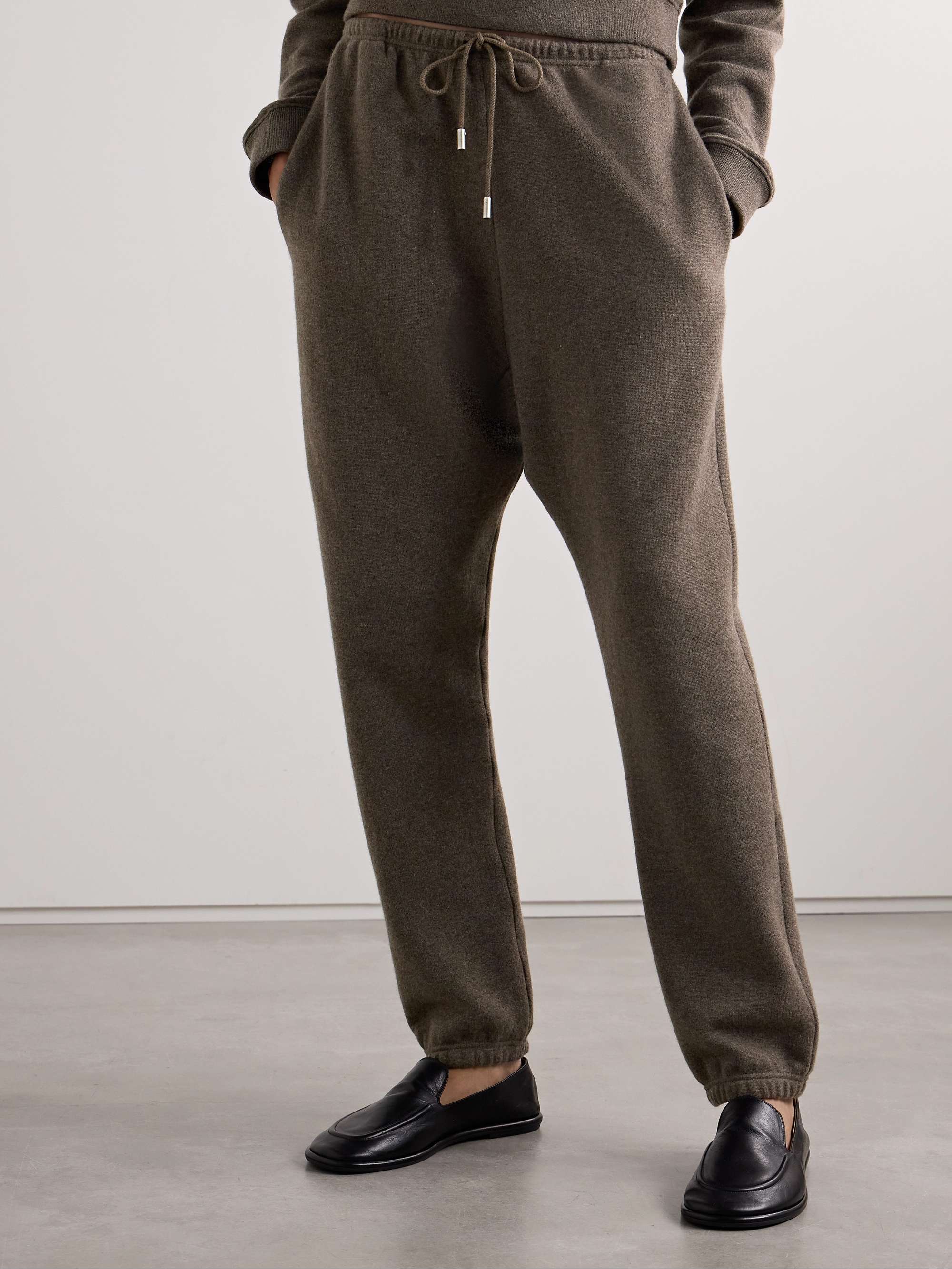 Teo mélange cashmere and cotton-blend tapered track pants view