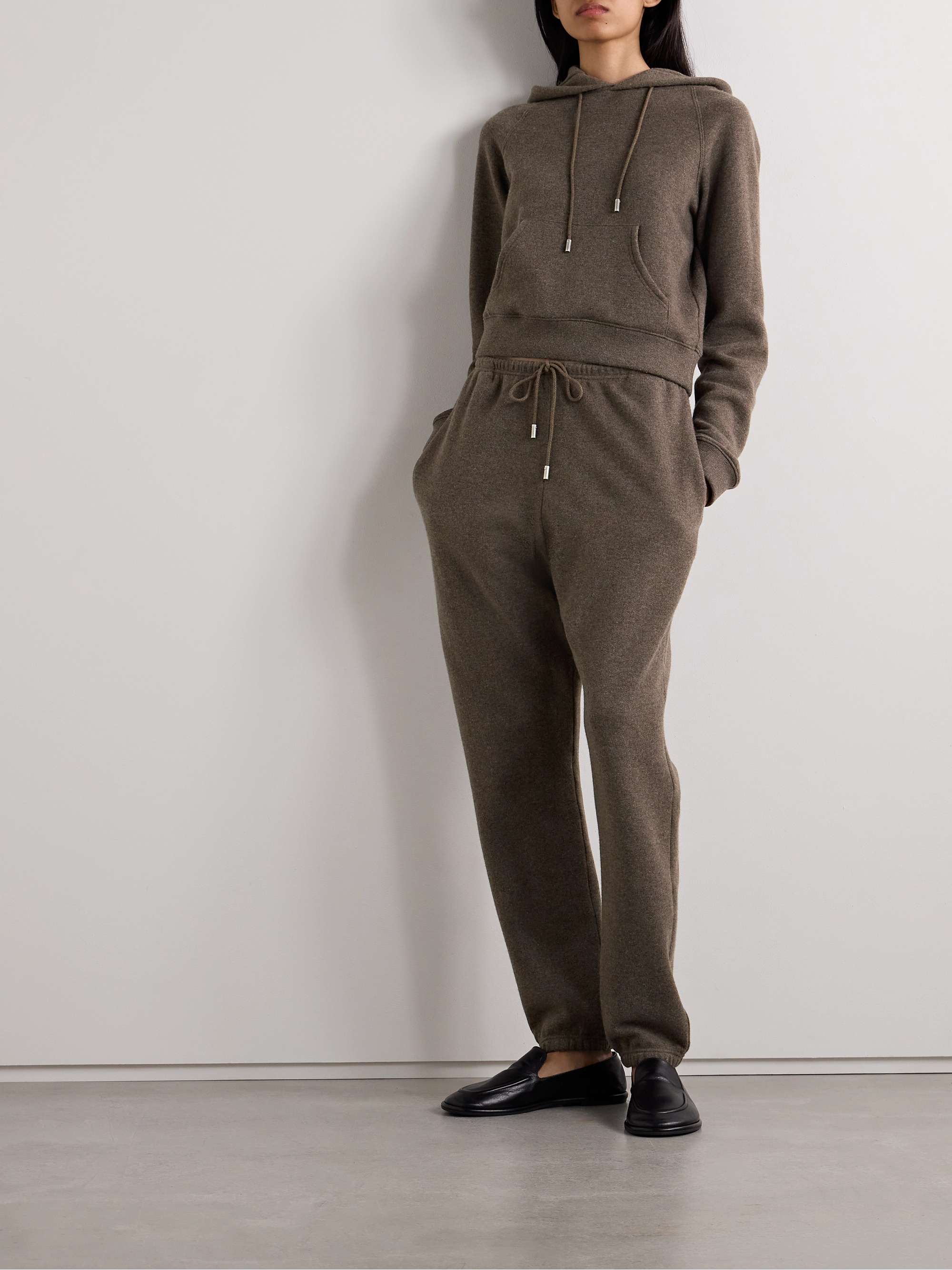 Teo mélange cashmere and cotton-blend tapered track pants view