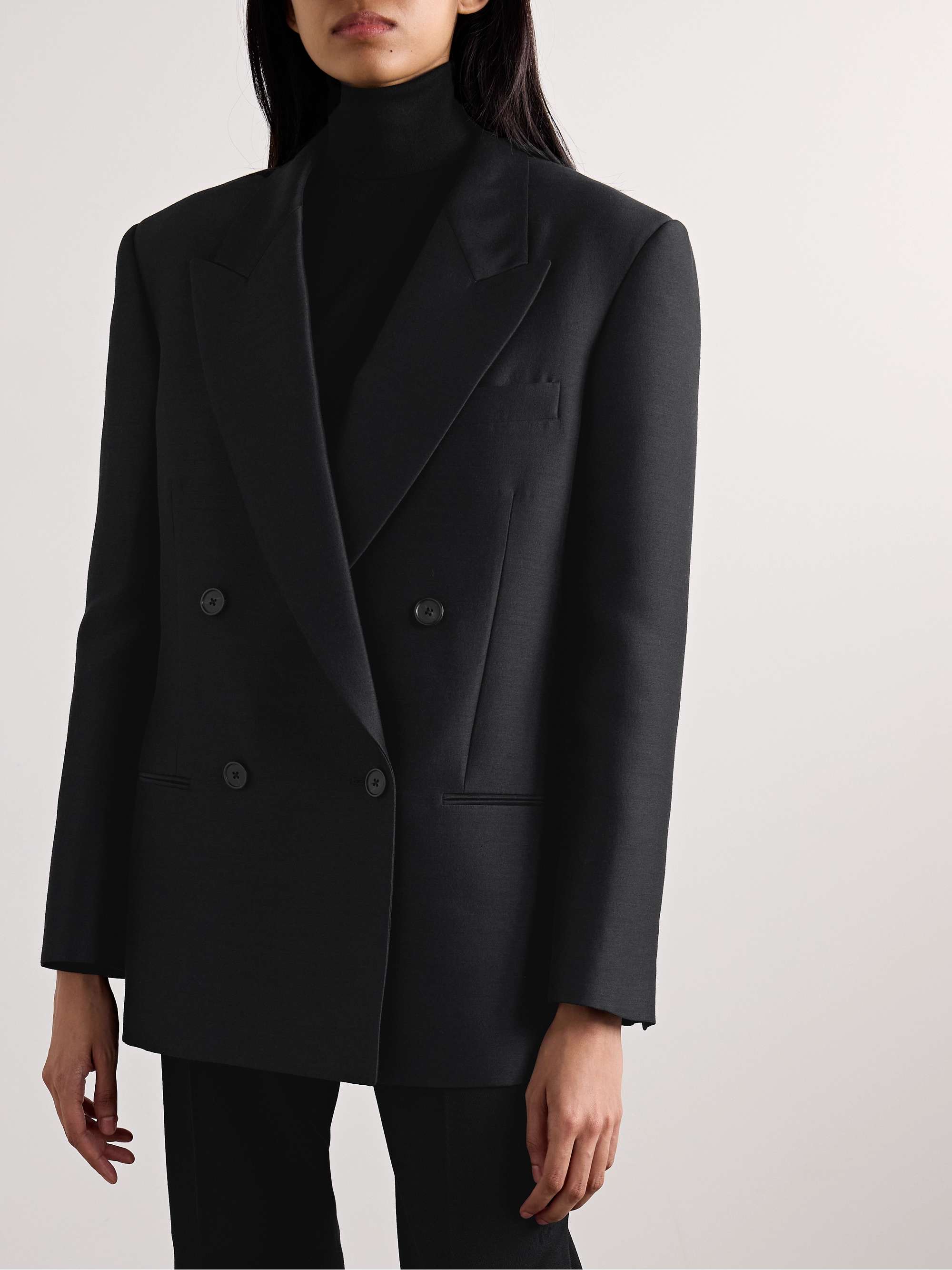 Sandon double-breasted wool and silk-blend blazer view