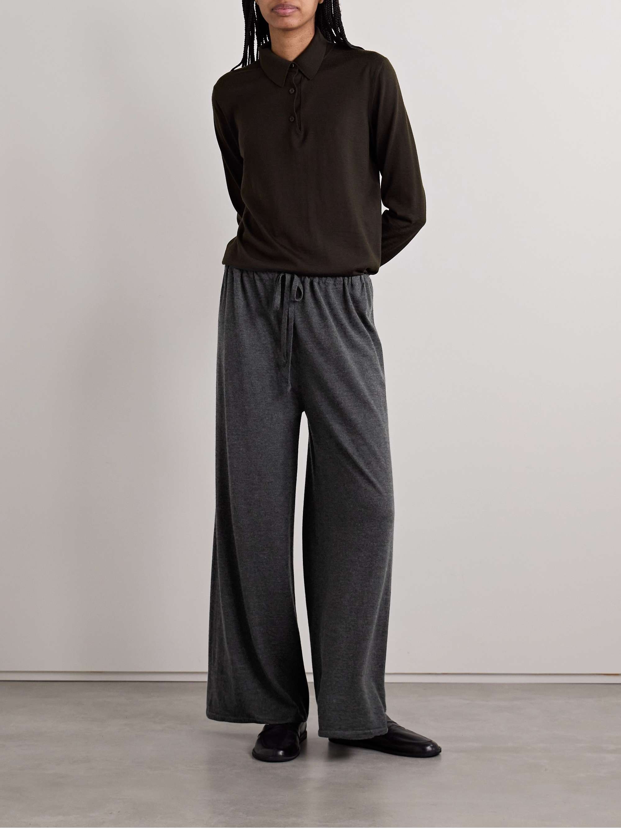 Helphine mélange cashmere wide-leg pants view
