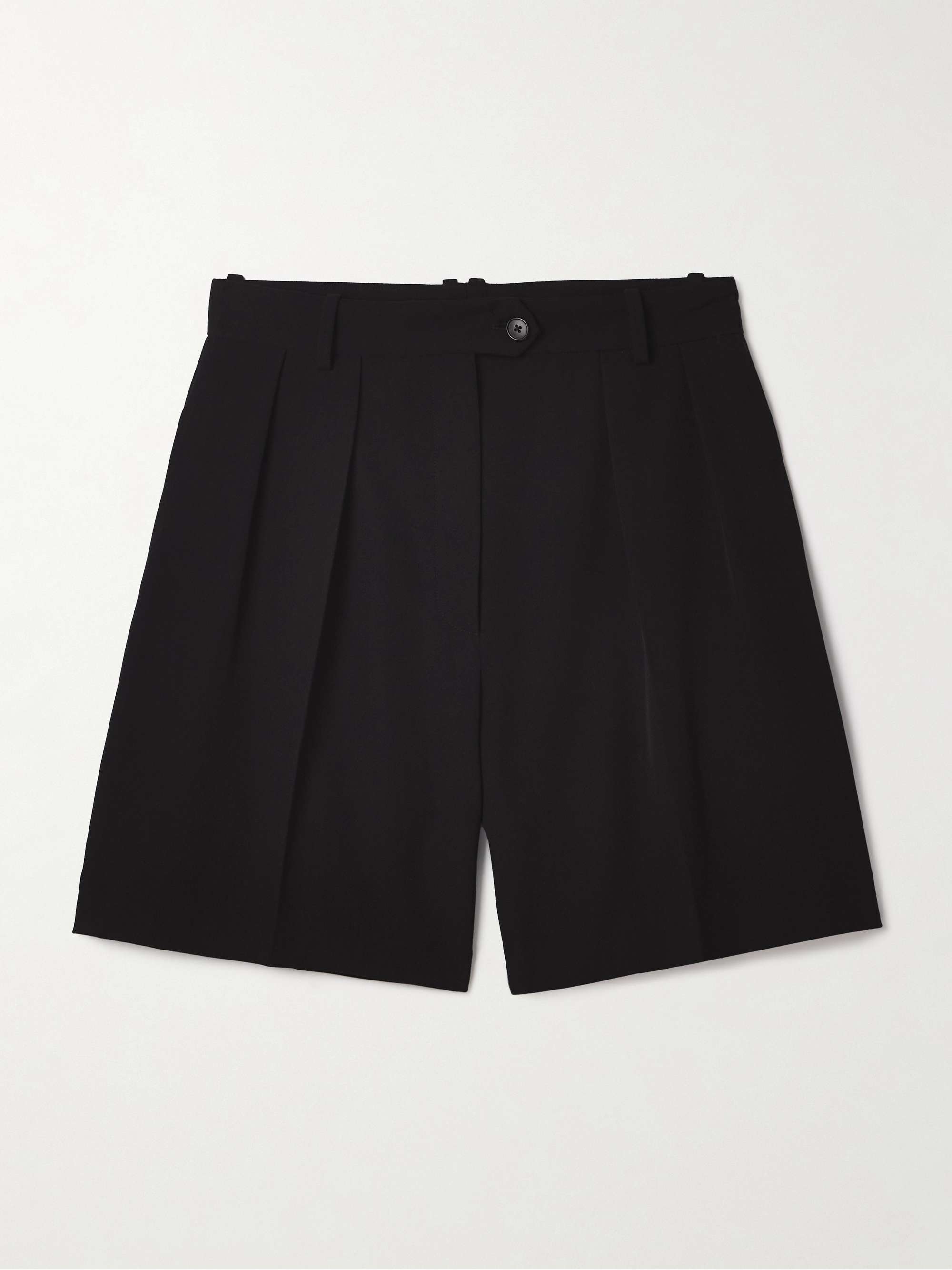 Efron pleated wool-twill shorts view