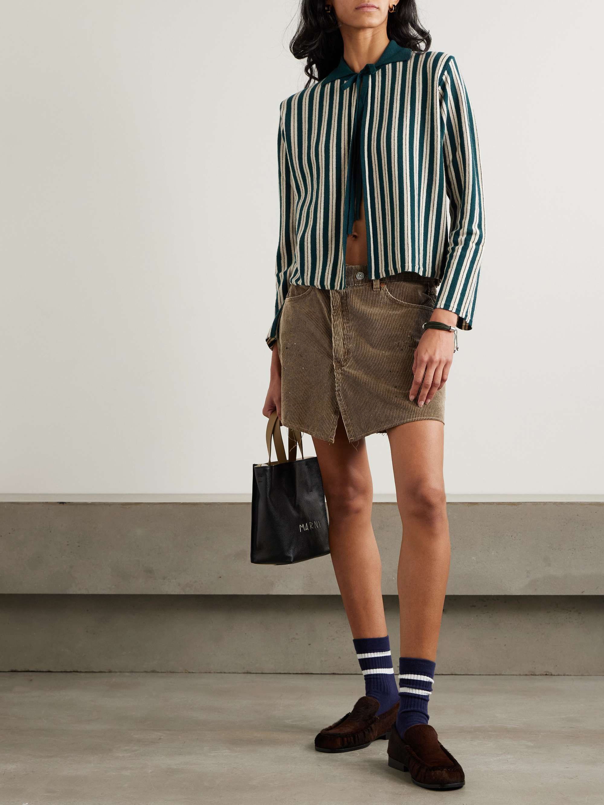 Hogan striped wool and cashmere-blend cardigan view
