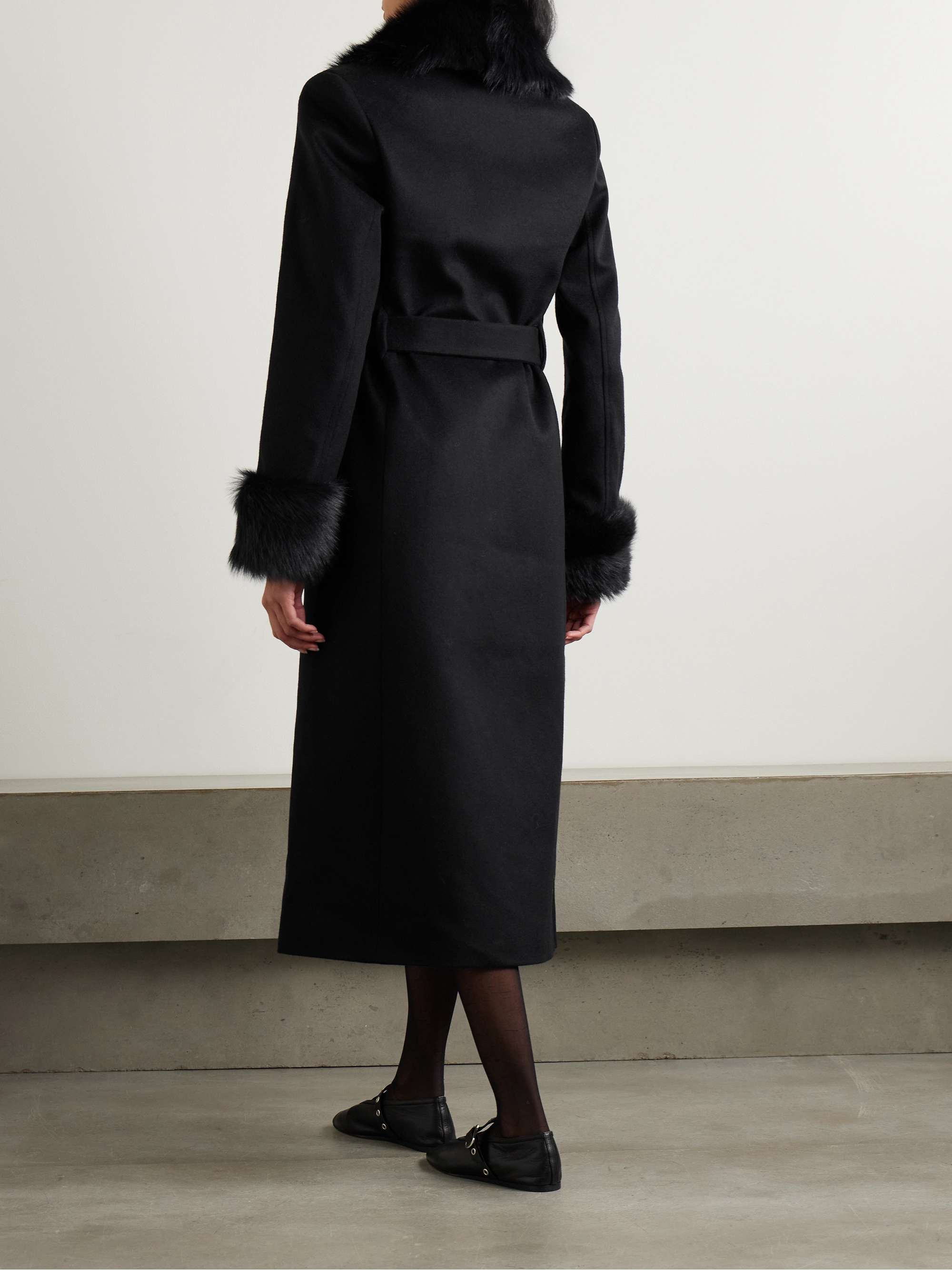 Arena shearling-trimmed wool and cashmere-blend coat view