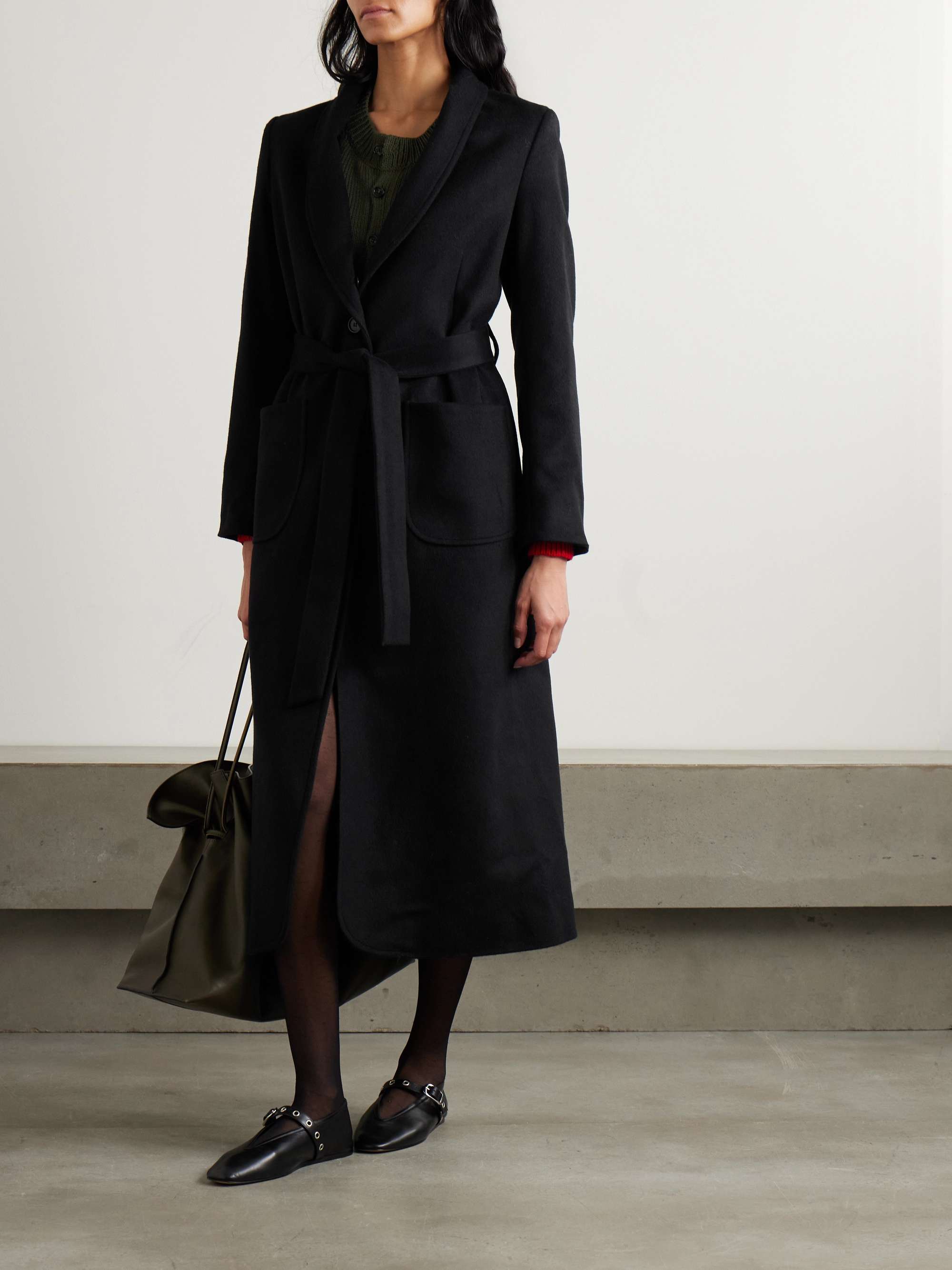 Arena shearling-trimmed wool and cashmere-blend coat view