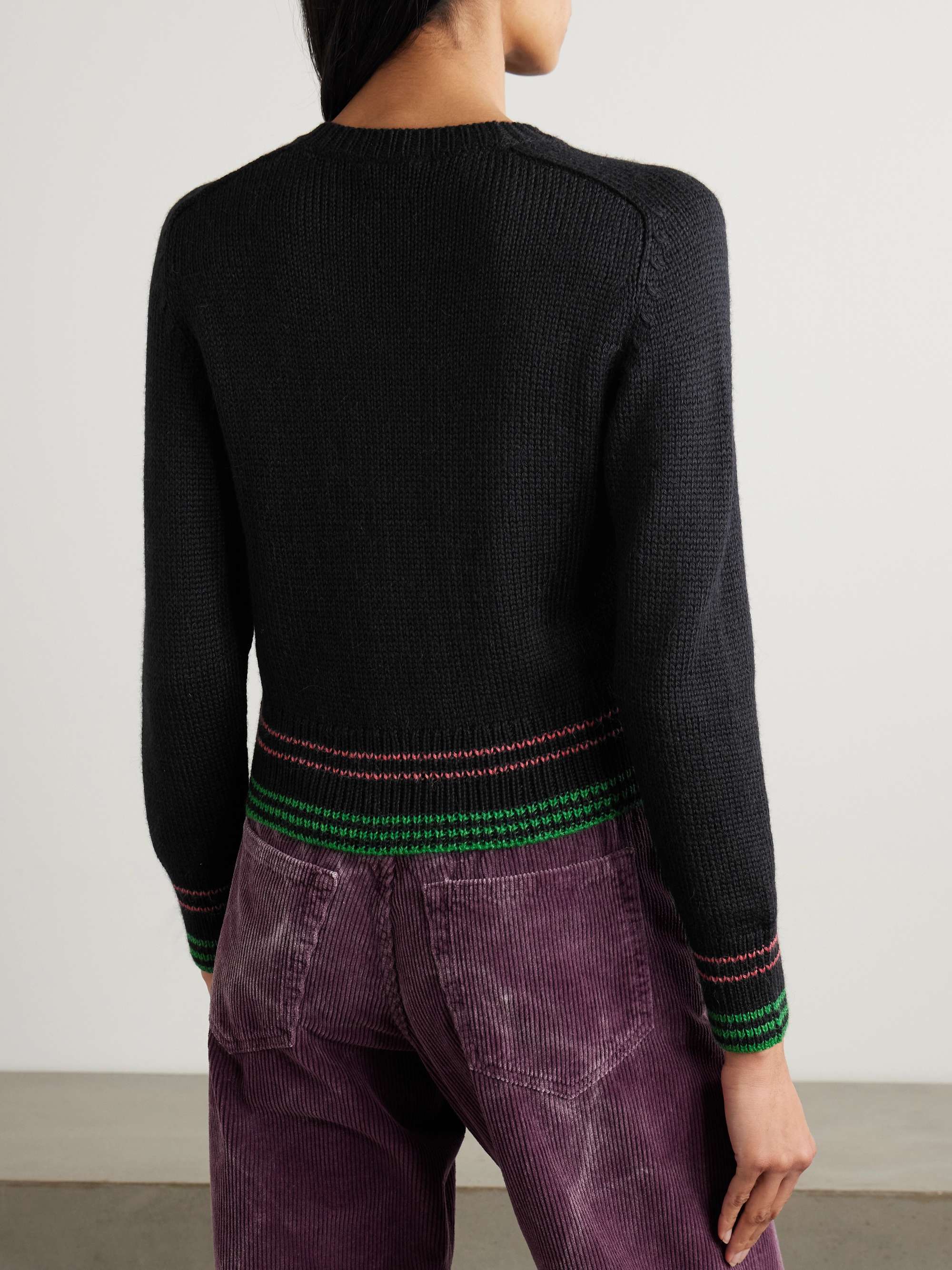 Ski Run cropped embroidered striped alpaca sweater view