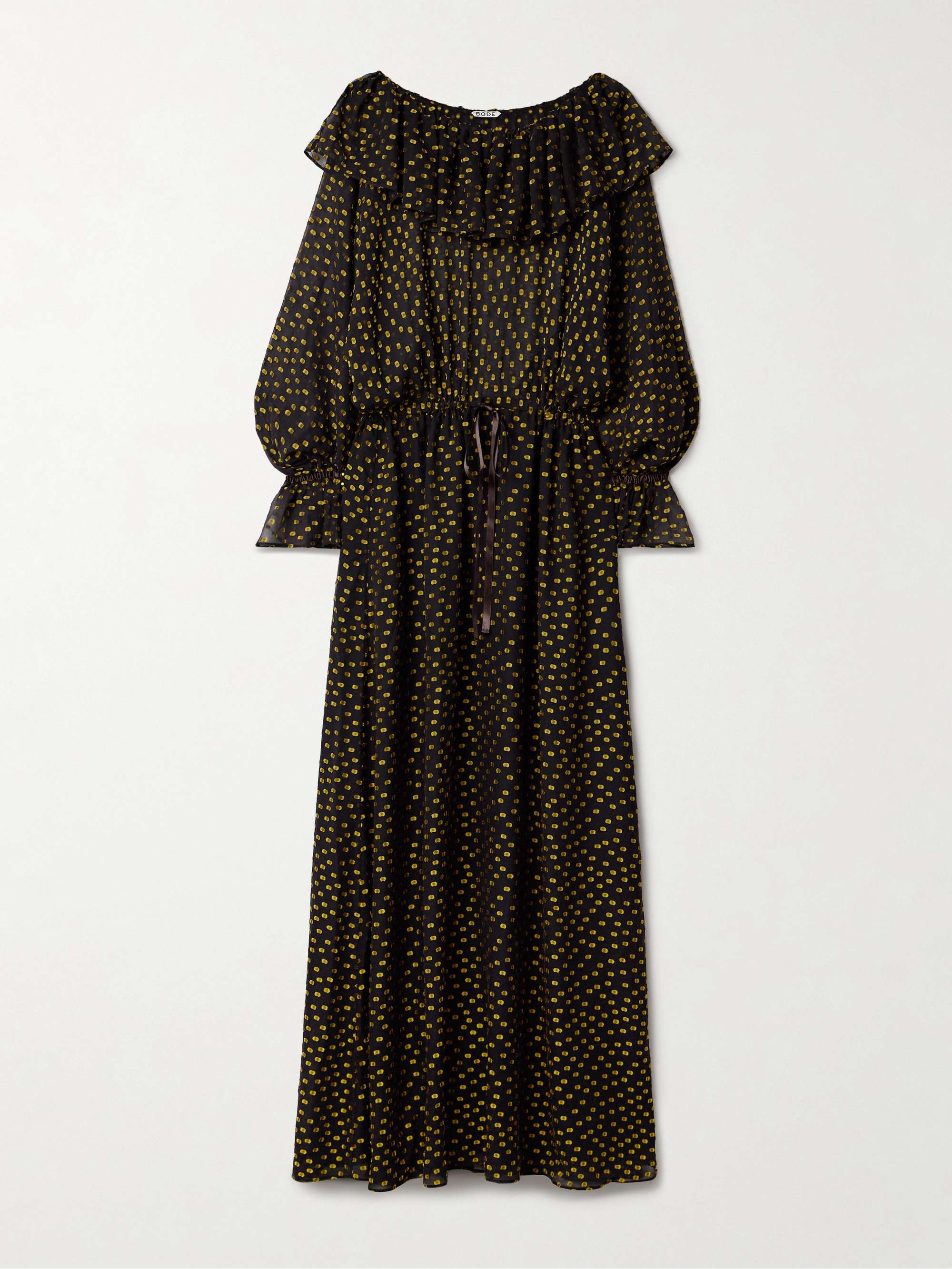 Stadium ruffled fil coupé silk-blend chiffon gown view