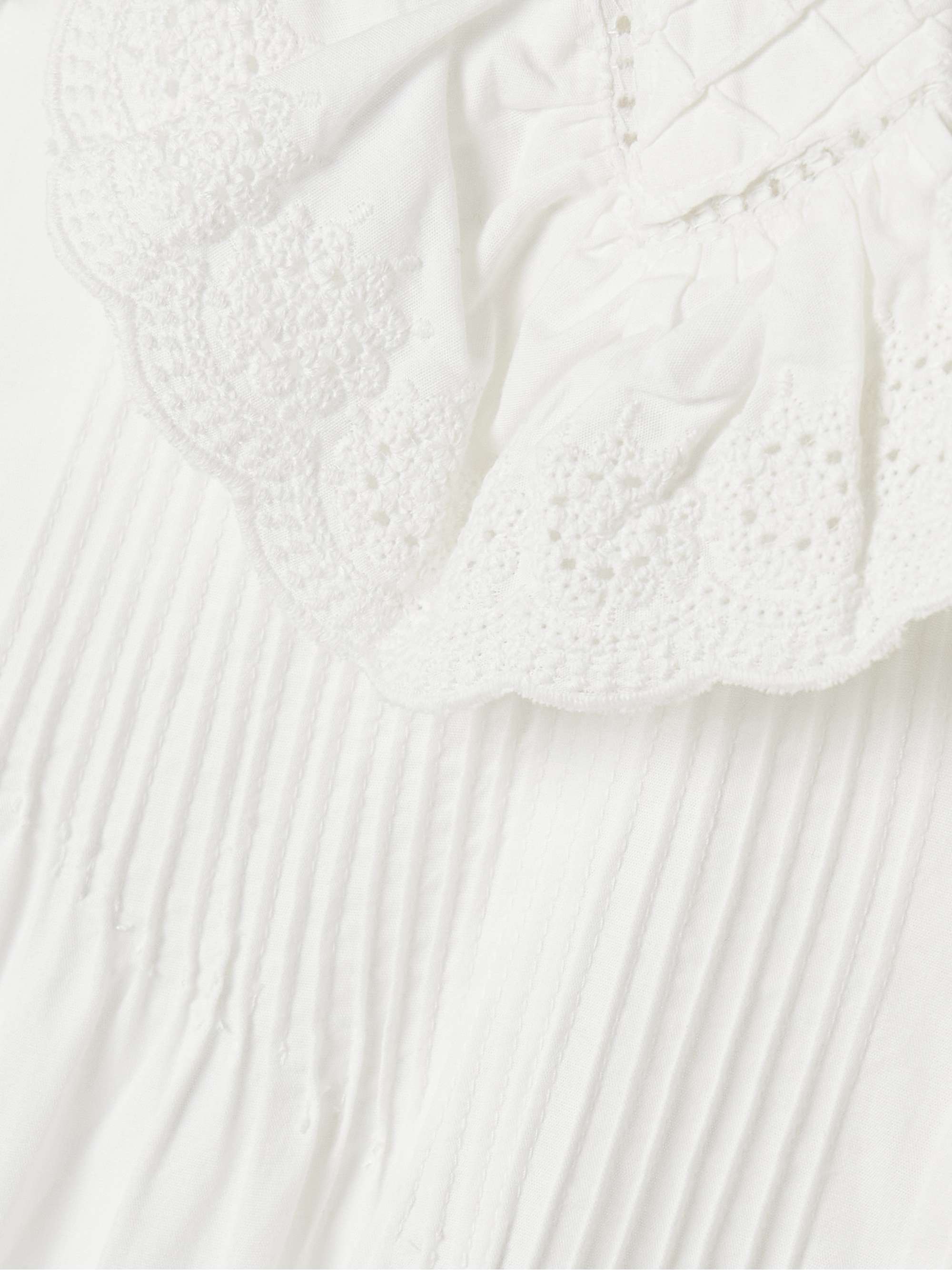 Petaluma crochet-trimmed pintucked cotton-poplin mini shirt dress view
