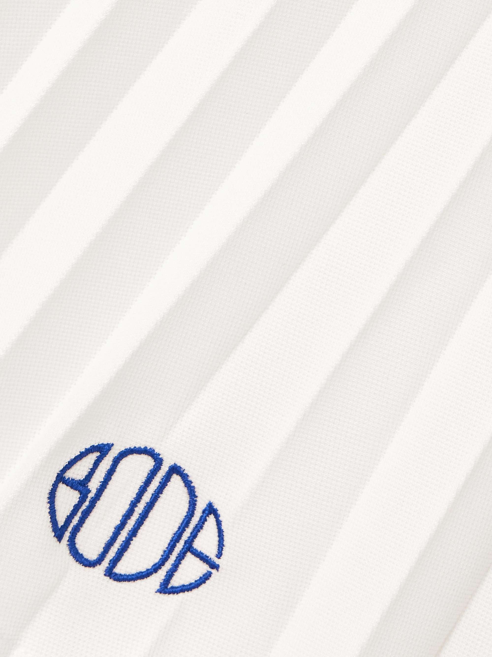 Pleated embroidered striped jersey mini skirt view