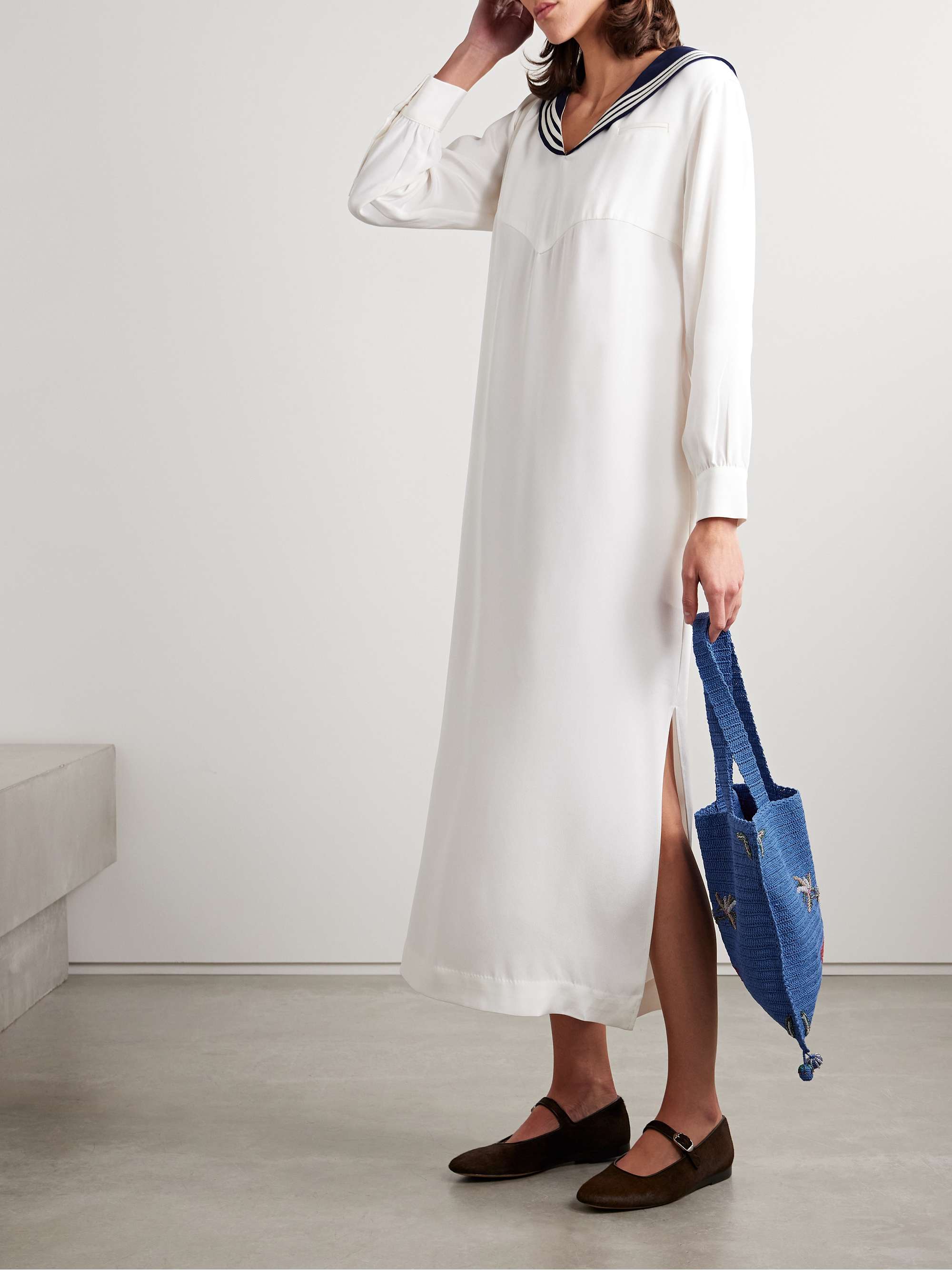 Cricket canvas-trimmed silk-crepe maxi dress view