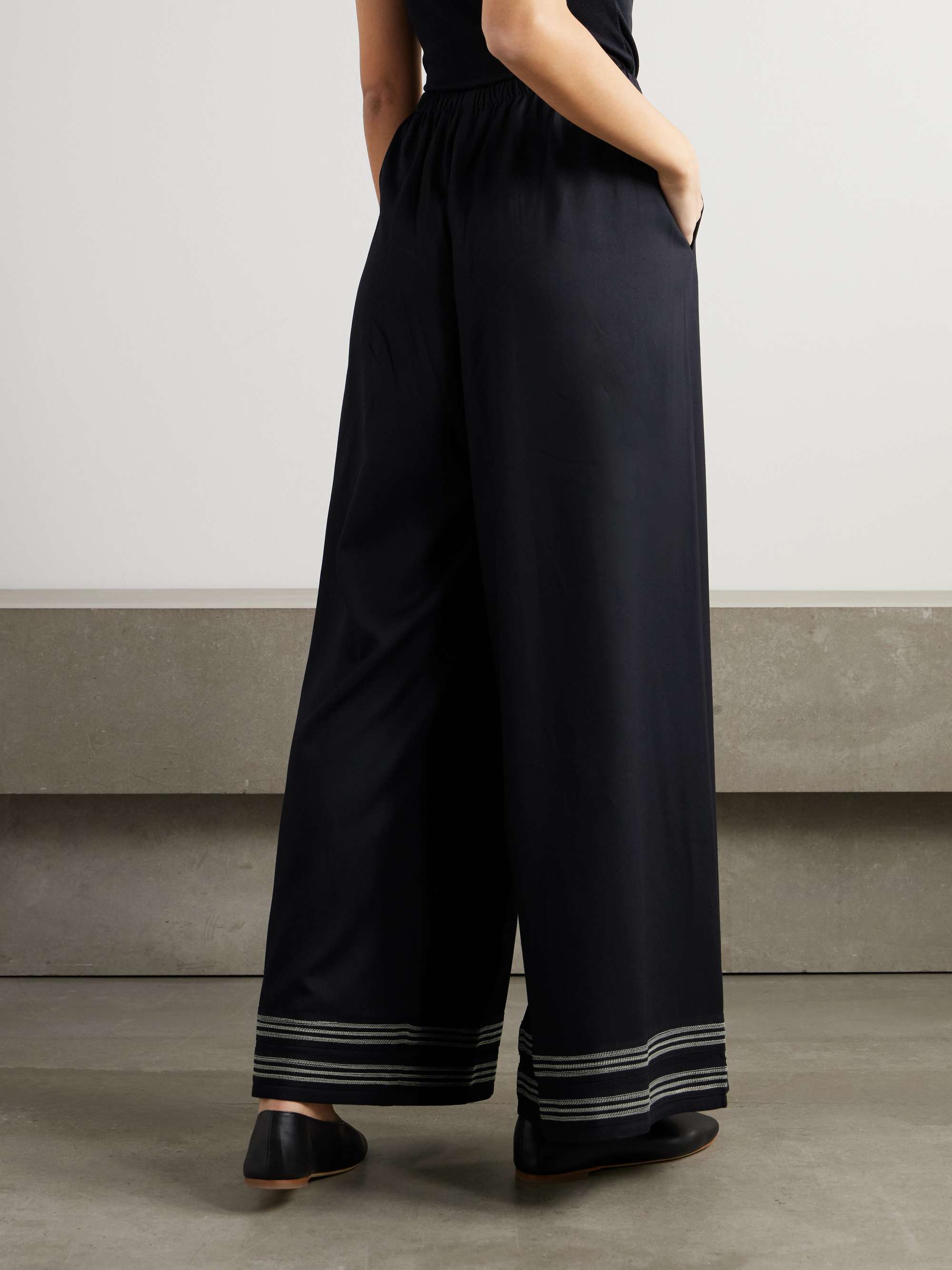 Mathilde embroidered twill wide-leg pants view