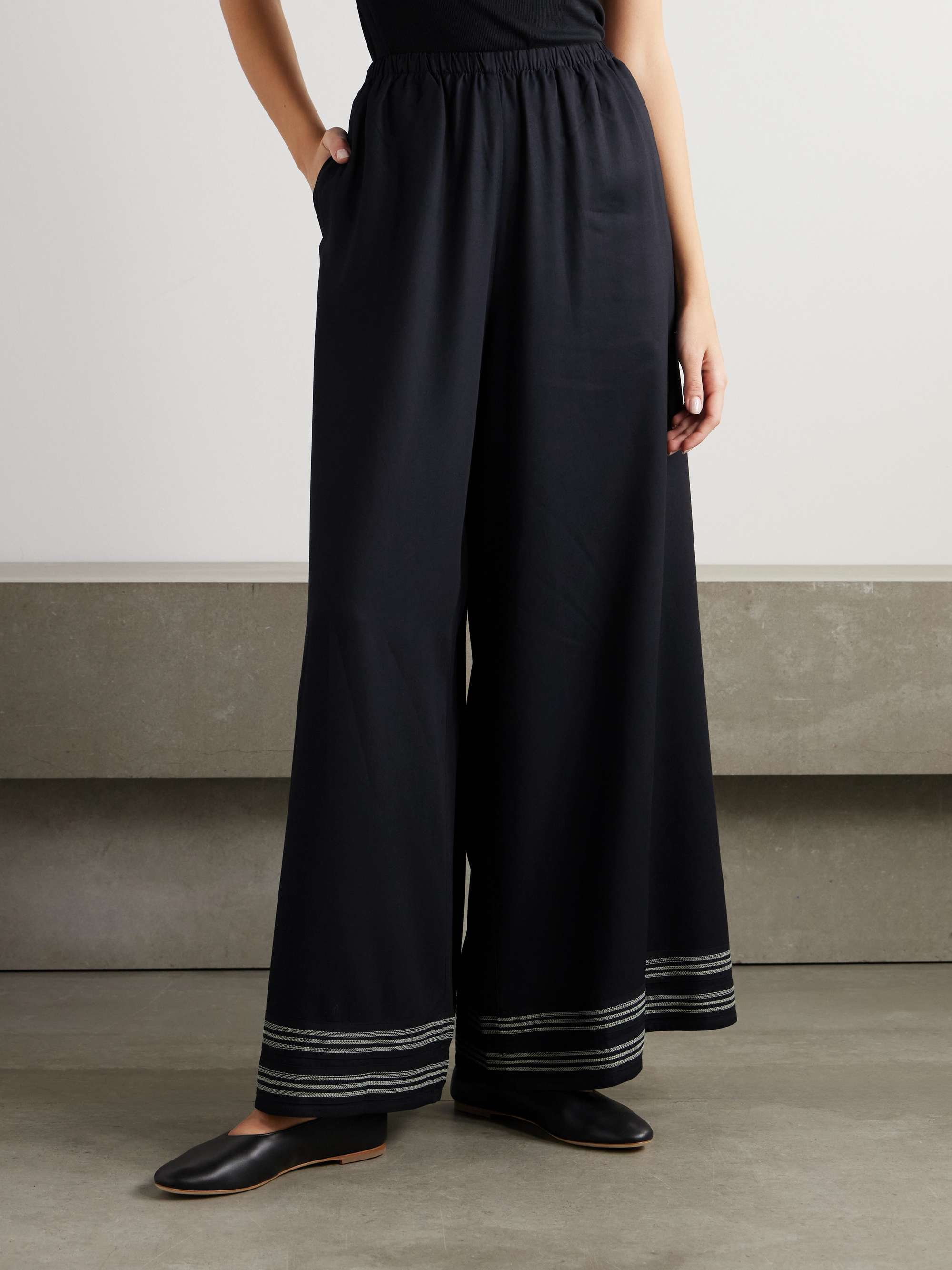 Mathilde embroidered twill wide-leg pants view