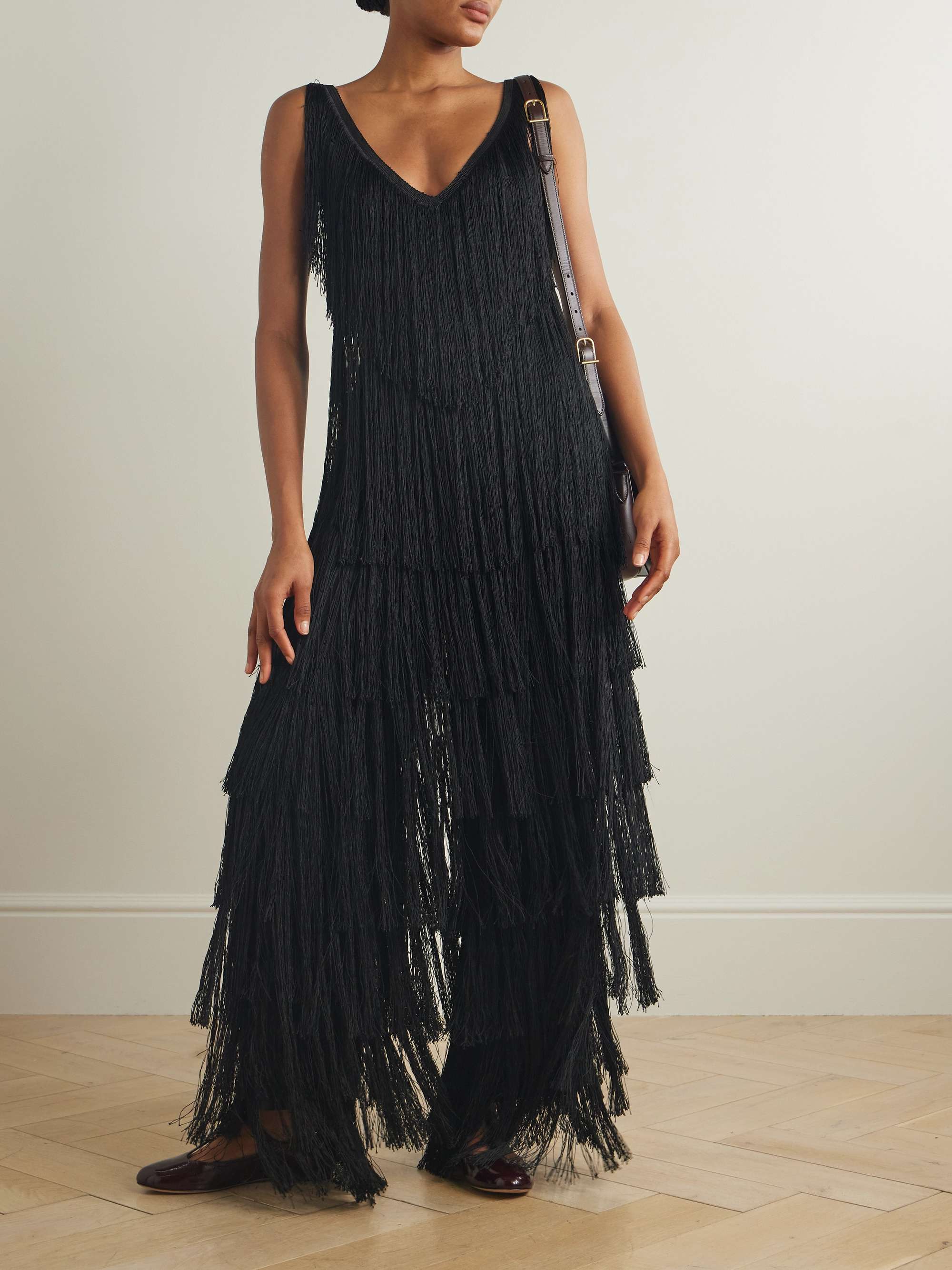 Sweeper fringed silk jumpsuit view