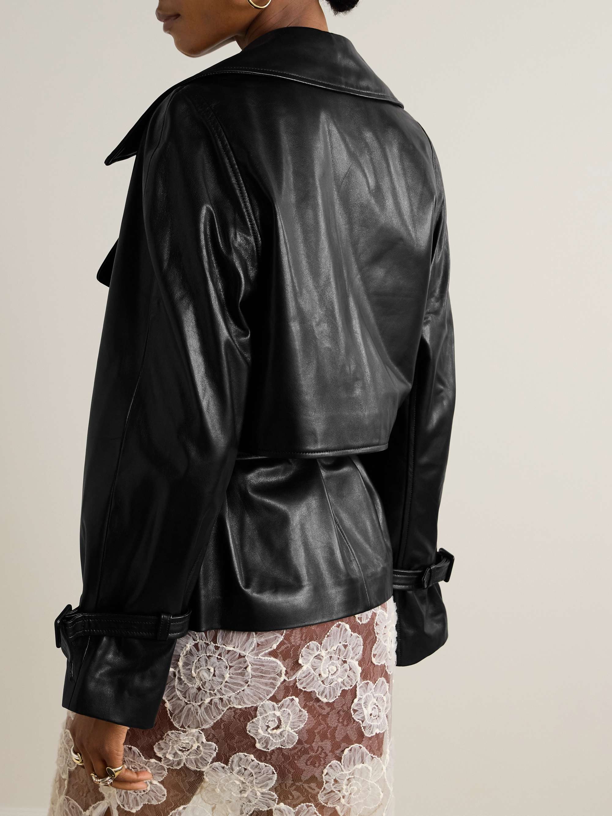 Brea oversized belted leather jacket view