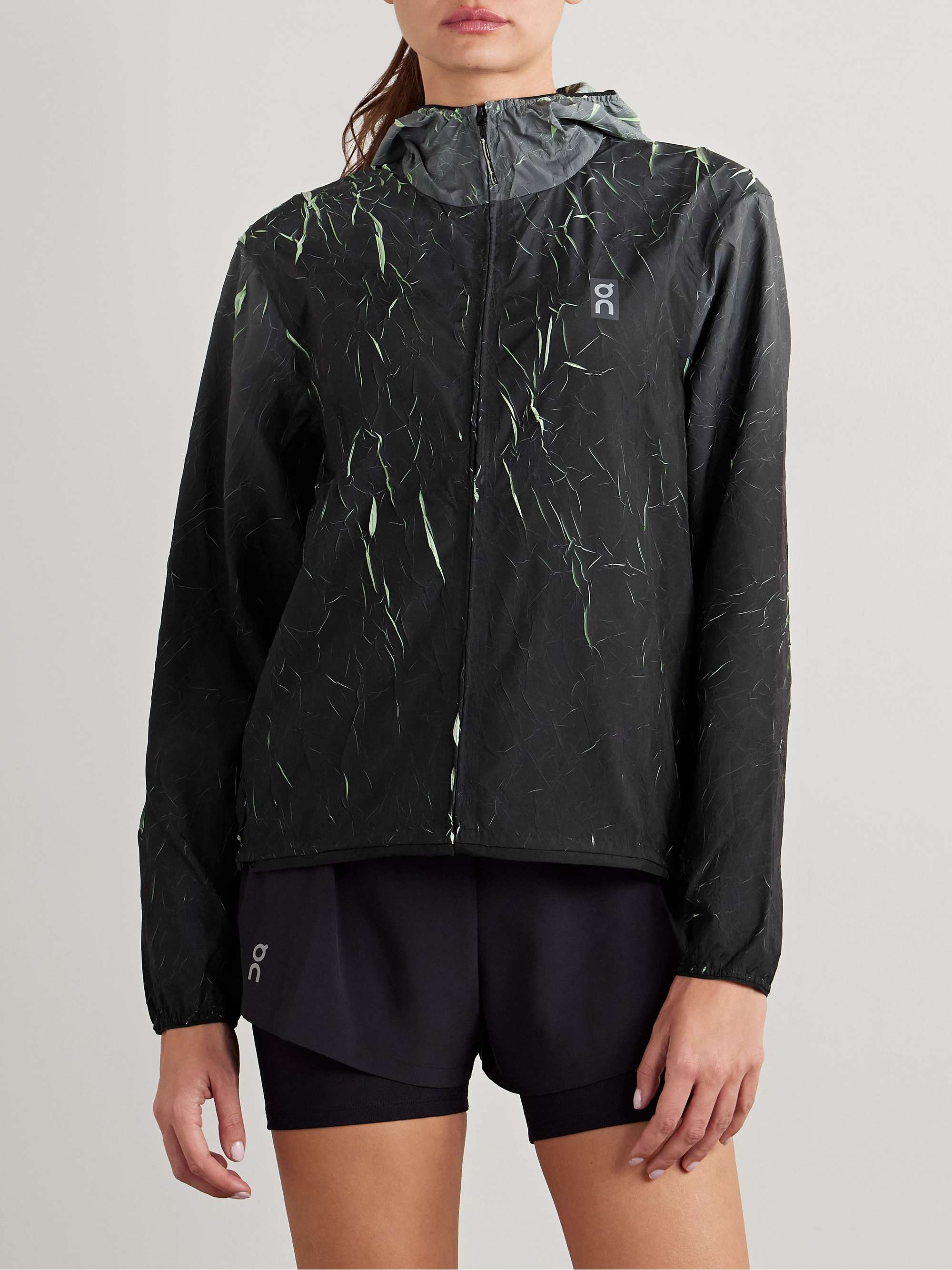 Pace Run hooded textured recycled-shell jacket view