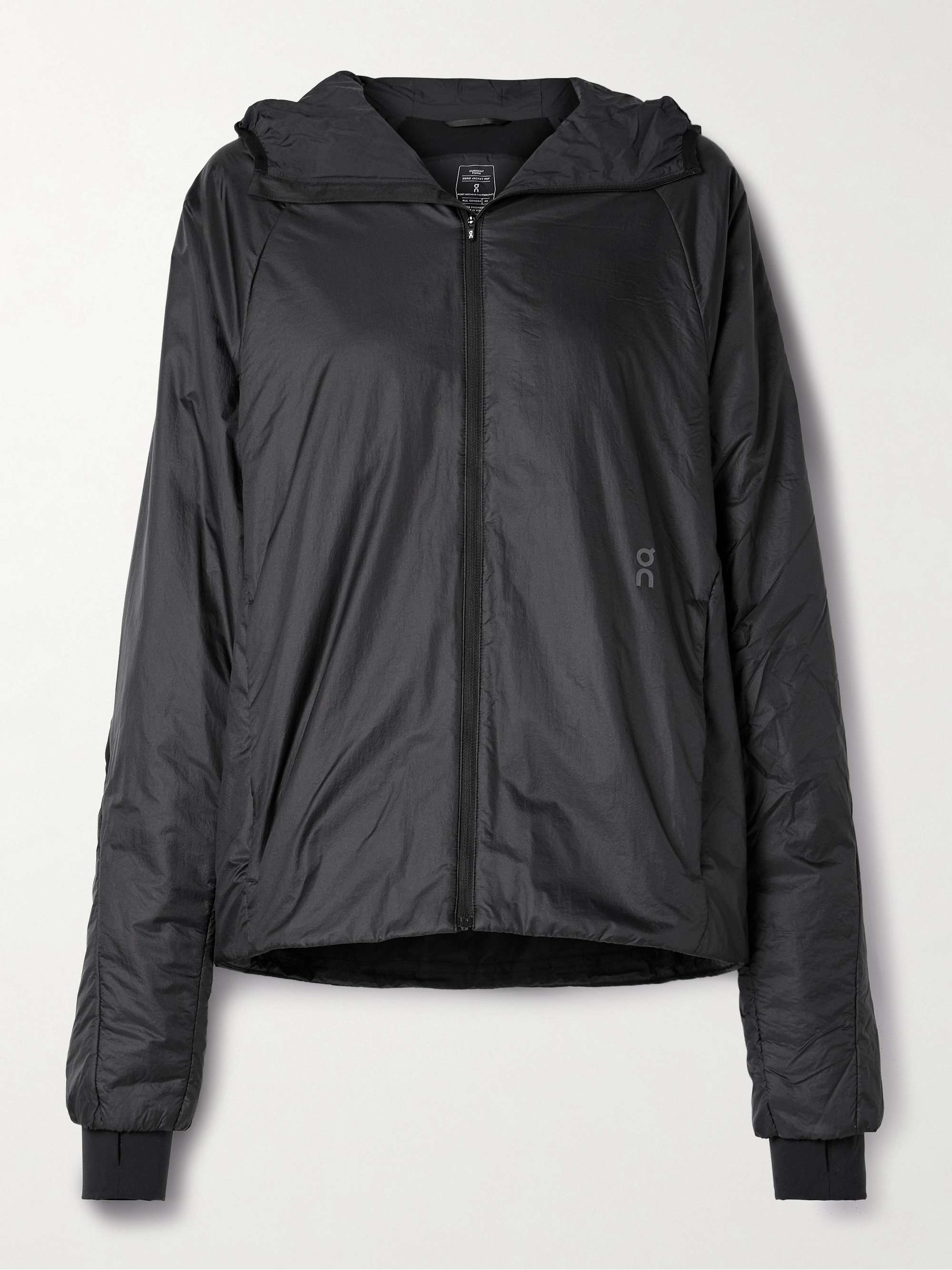 + POST ARCHIVE FACTION Zero hooded padded paneled recycled-shell jacket view