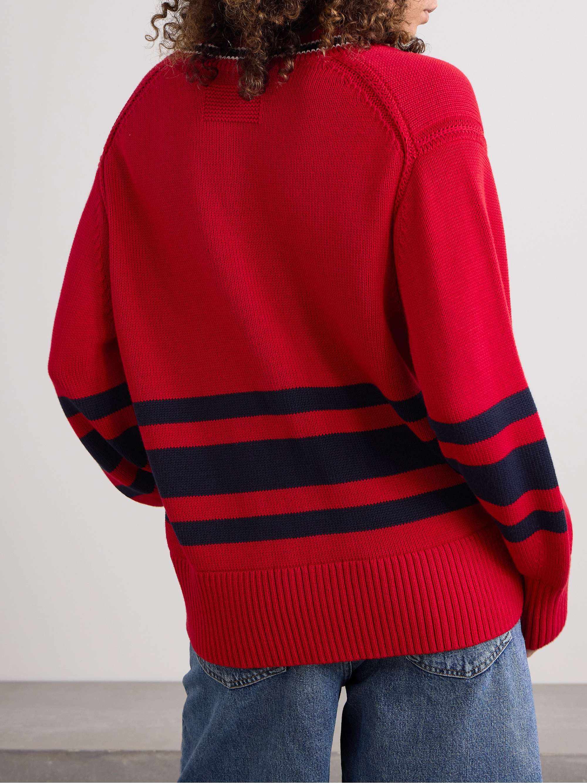 Striped knitted cotton sweater view