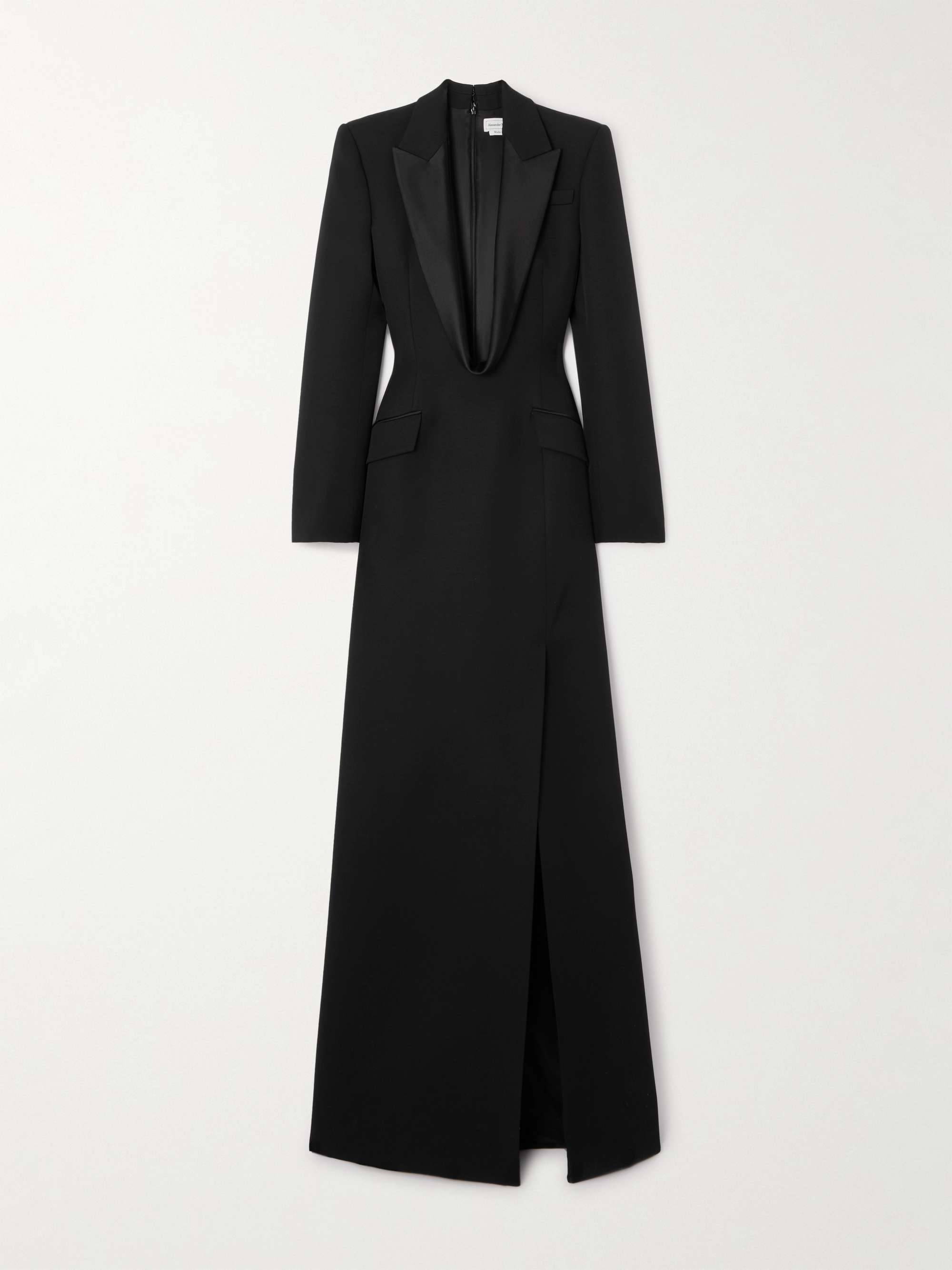 Silk-blend trimmed wool grain de poudre gown view