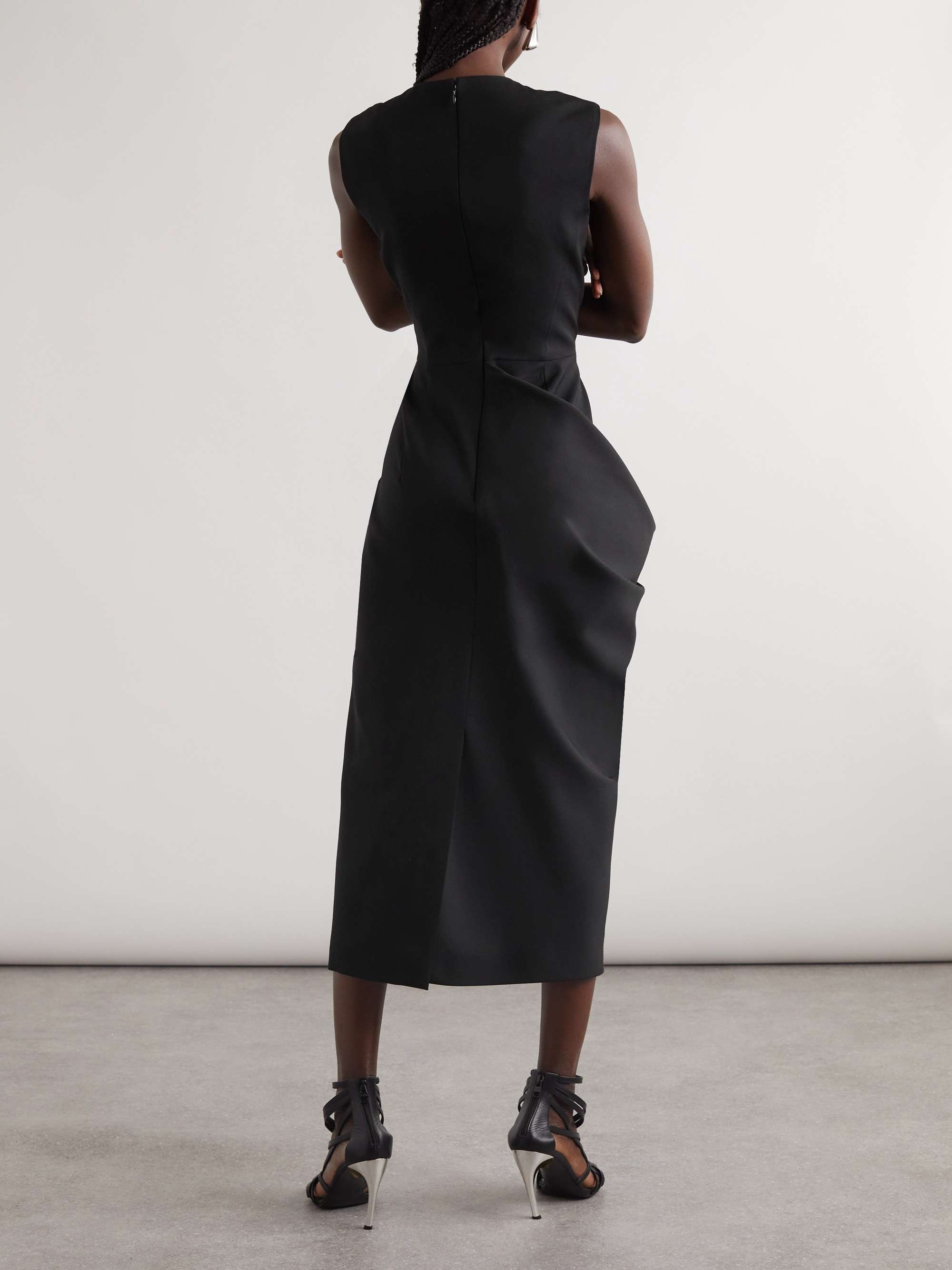 Draped wool midi dress view