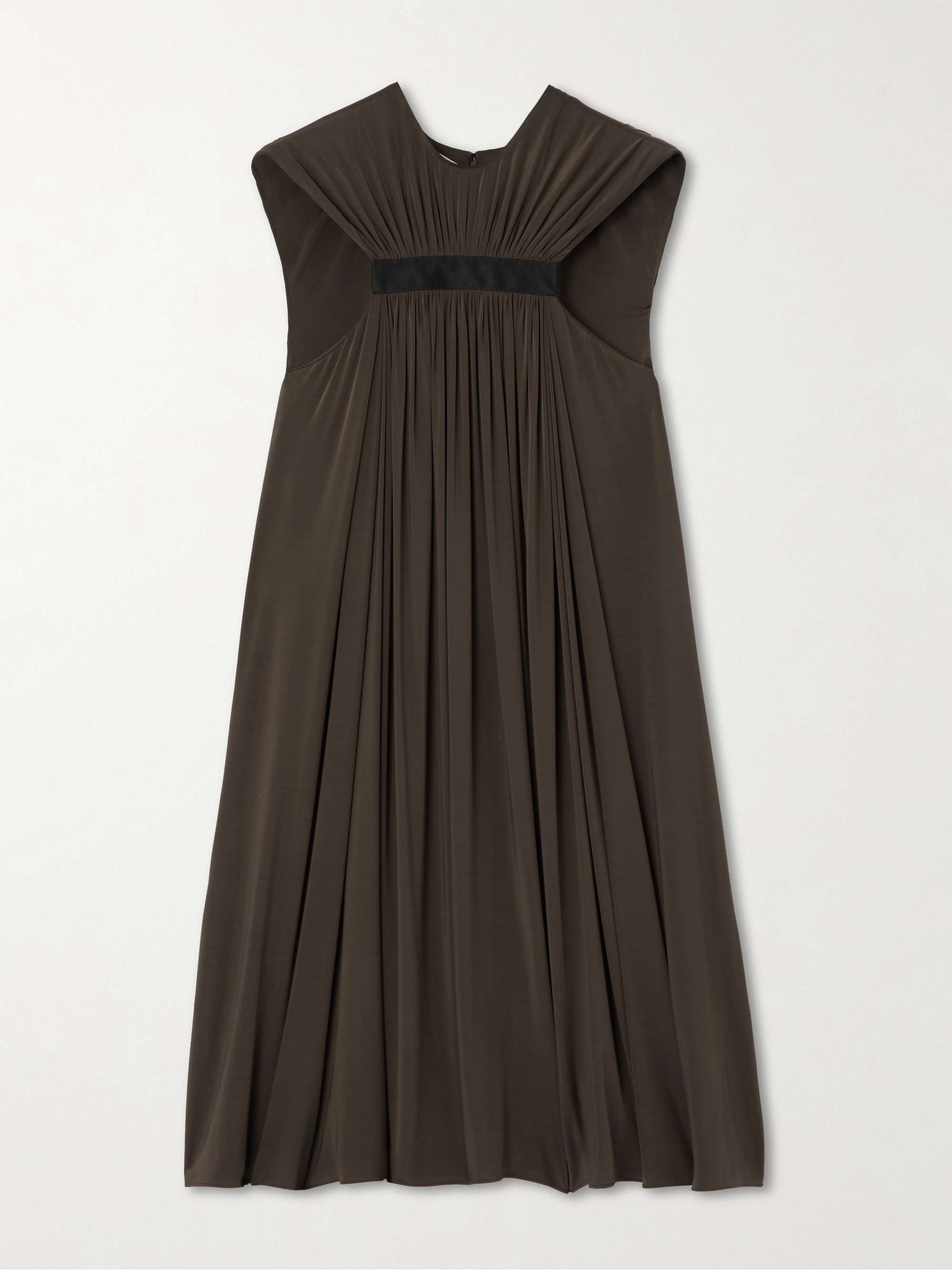 Satin-trimmed gathered stretch-jersey mini dress view