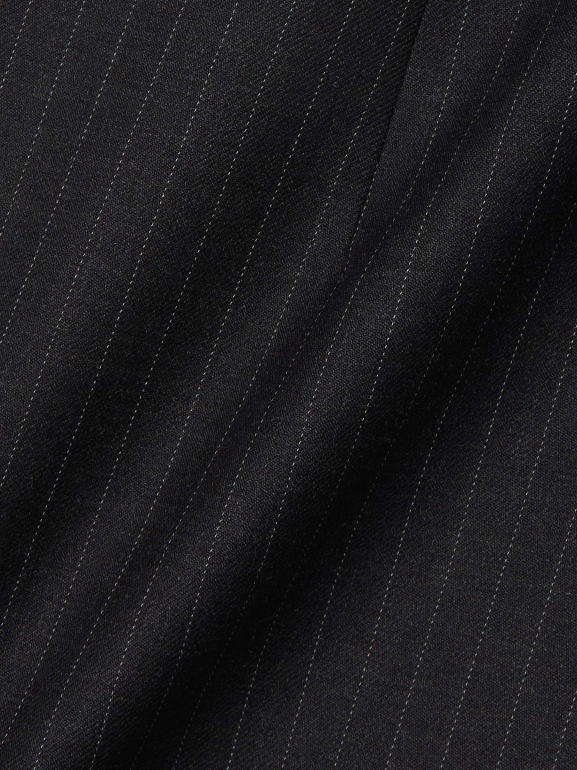Buckled pleated pinstriped wool straight-leg pants view
