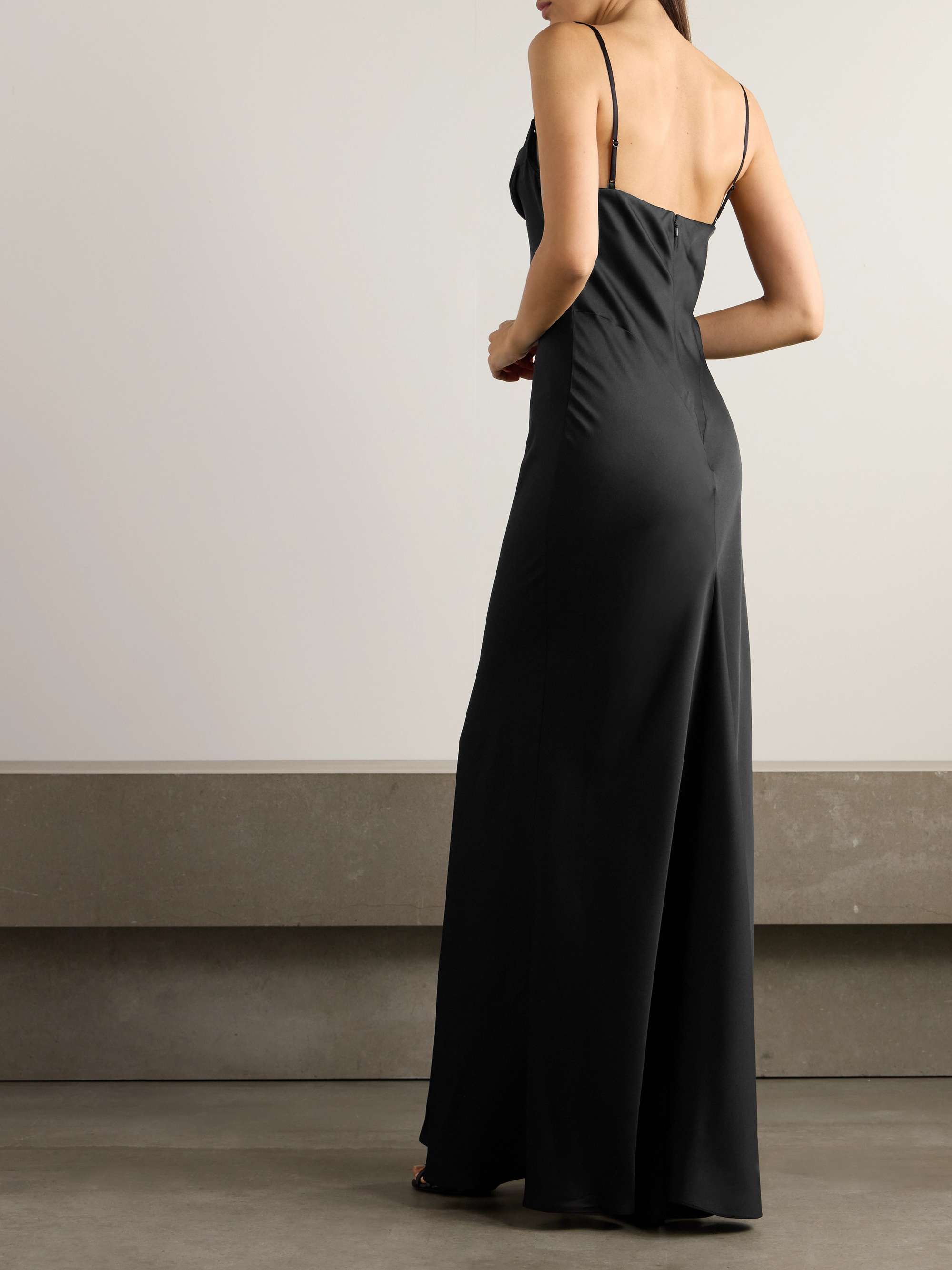 Draped silk-satin gown view