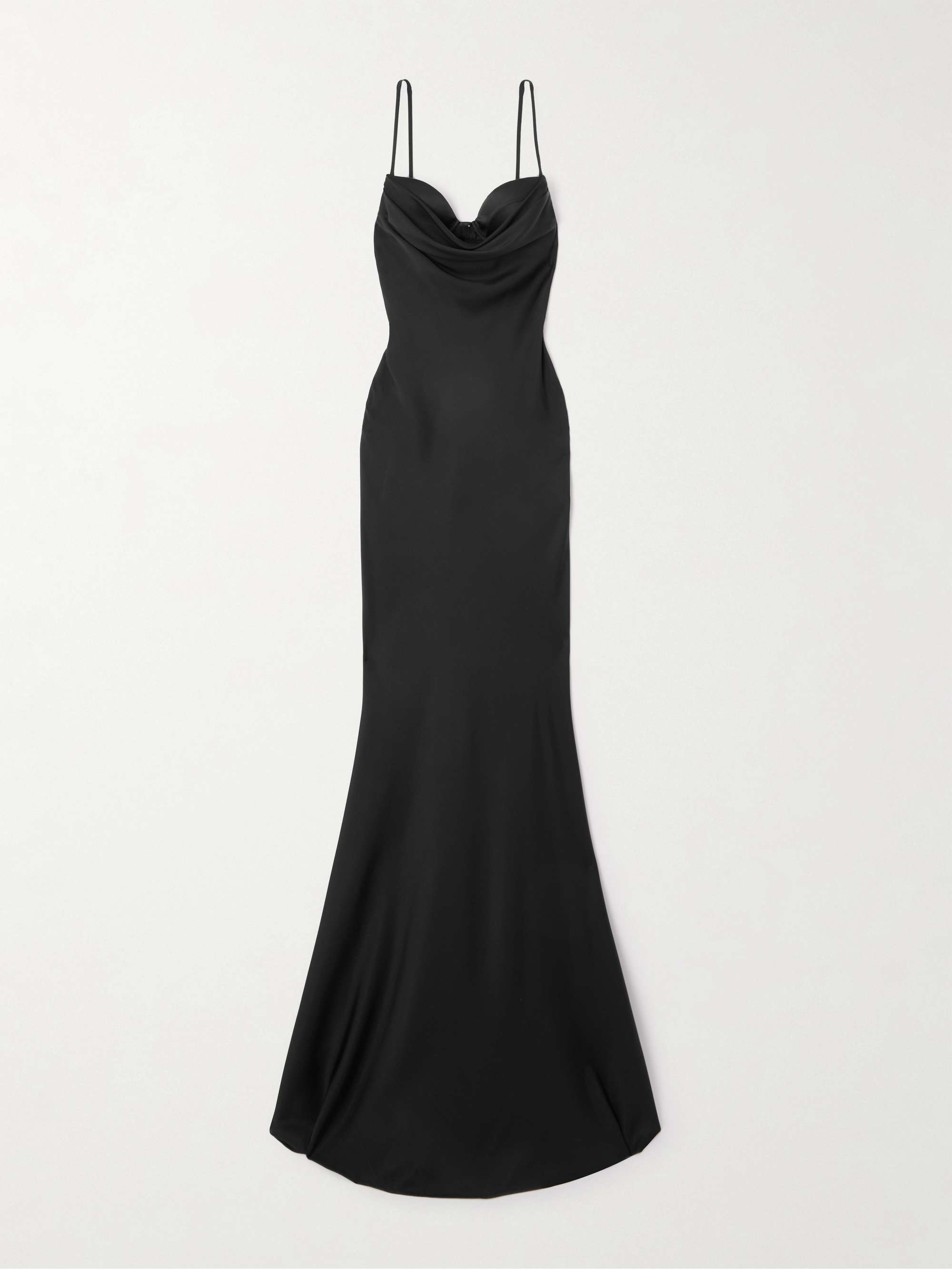 Draped silk-satin gown view