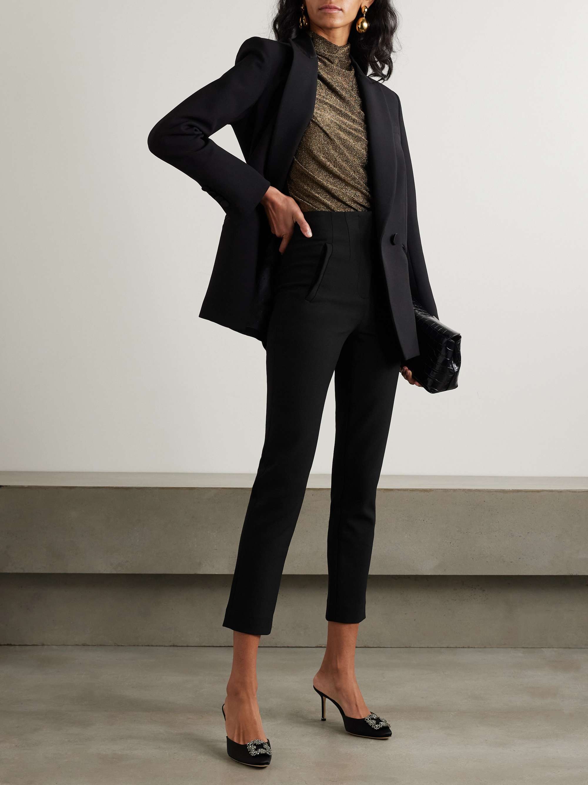 Stila cropped crepe straight-leg pants view