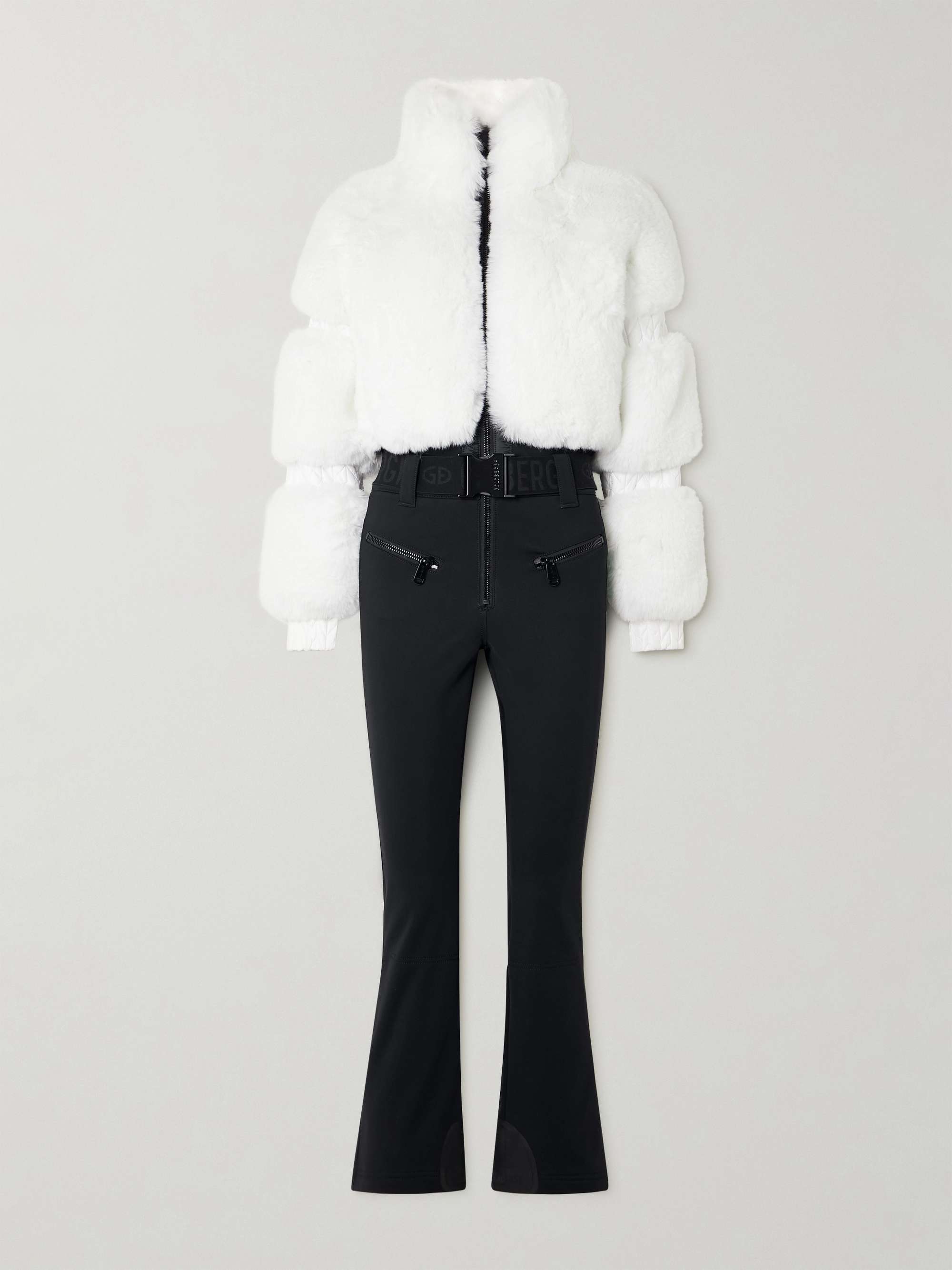 Lieke belted faux fur and stretch-shell ski suit view