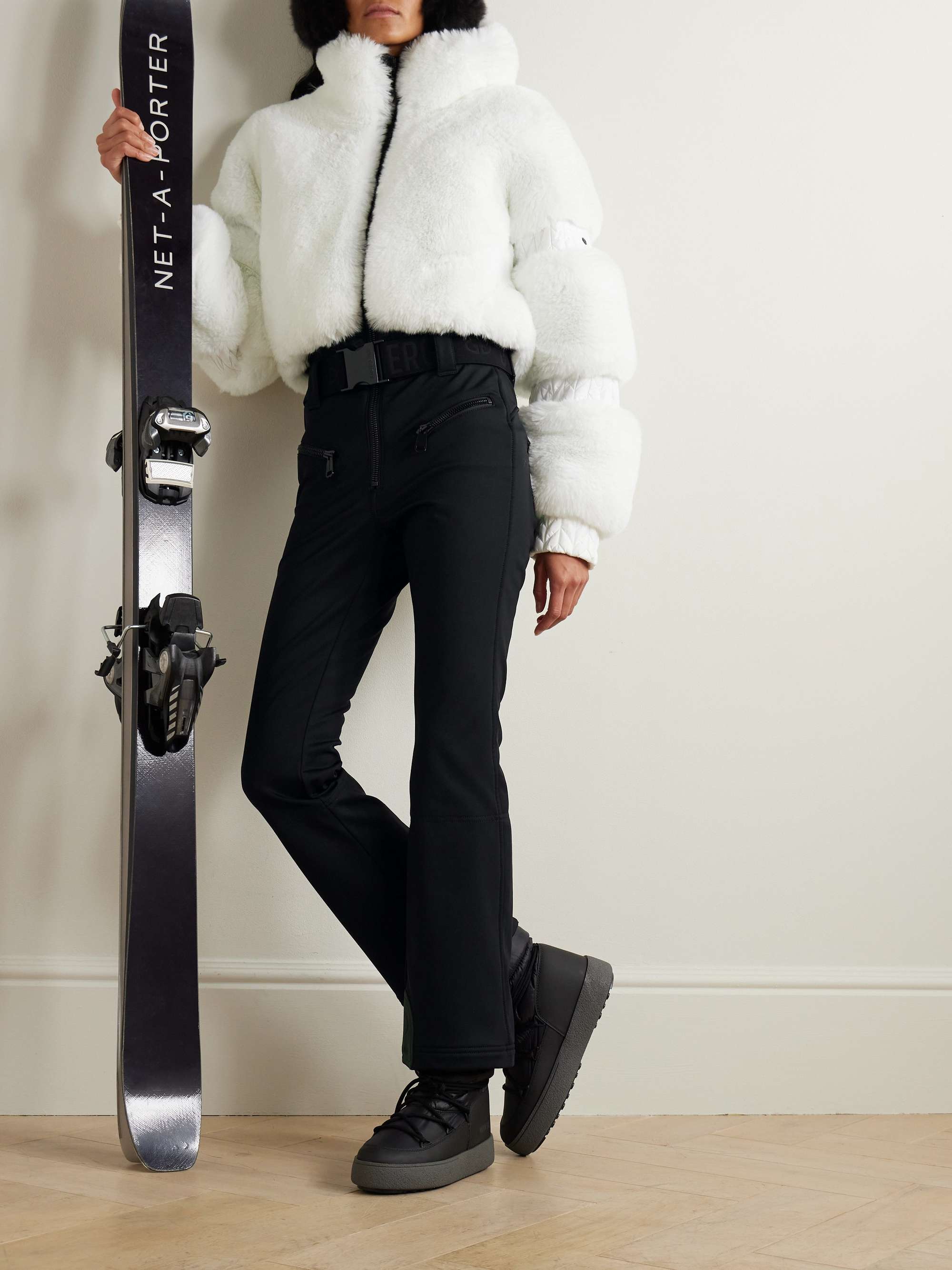 Lieke belted faux fur and stretch-shell ski suit view